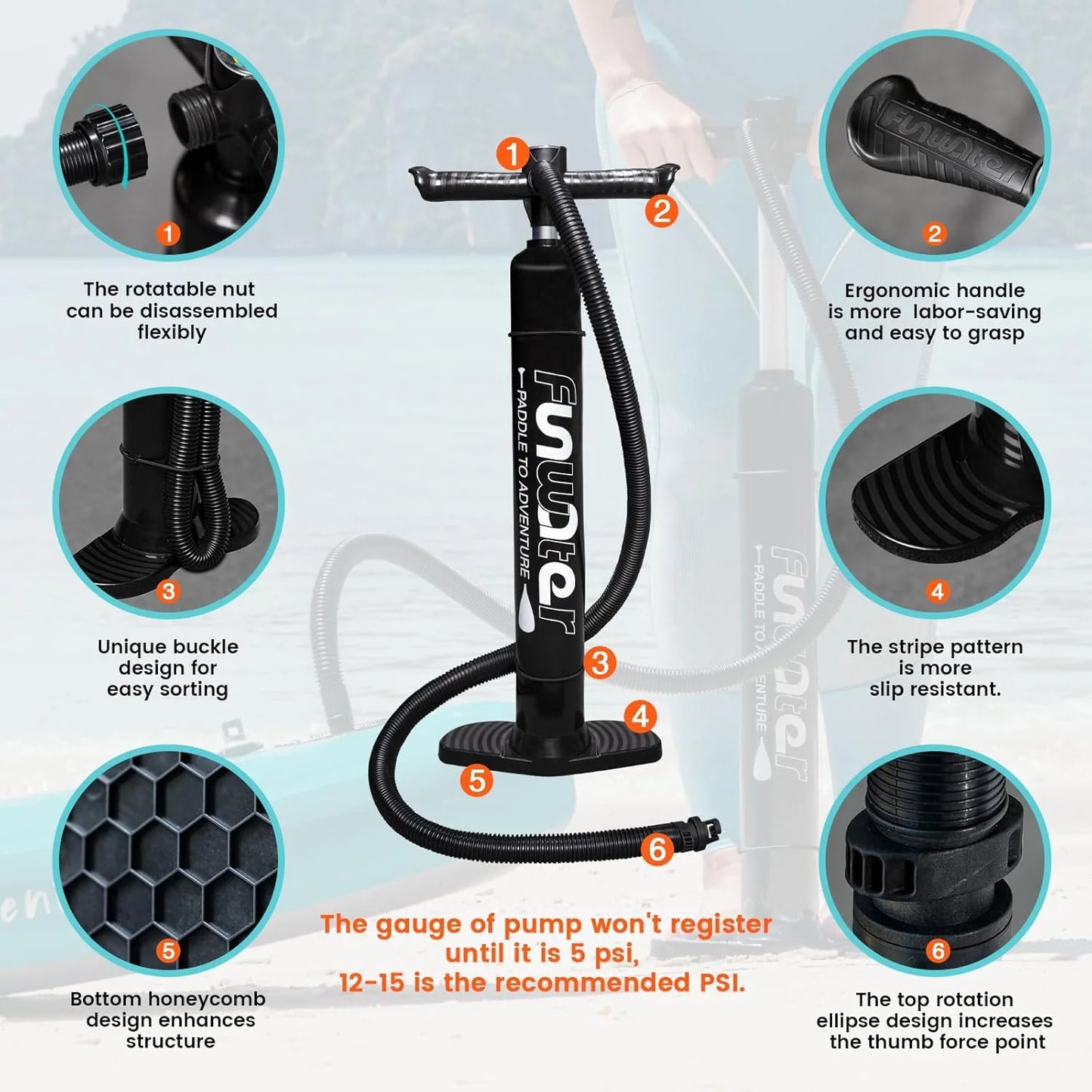 FunWater Inflatable Stand Up Paddle Board with Premium SUP Paddle Accessories, Non-Slip EVA Deck, 11'/10'6' Paddle