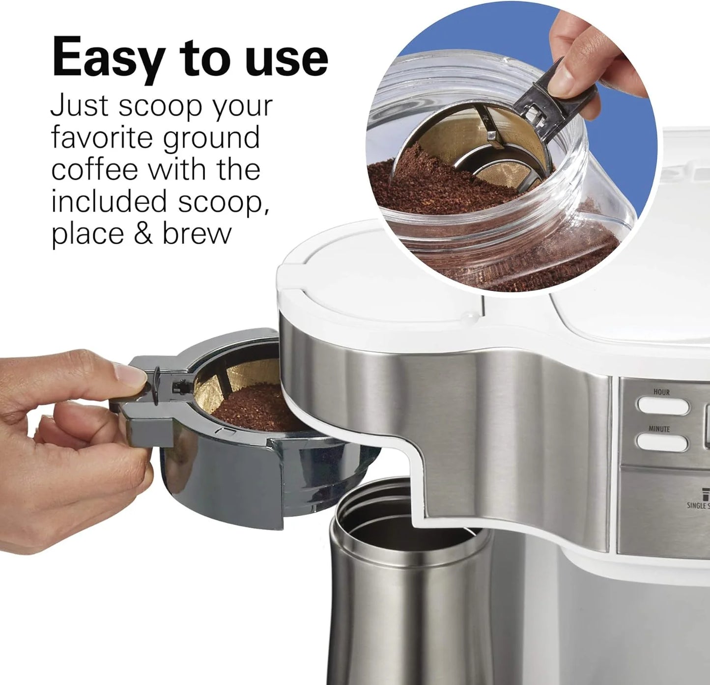 Hamilton Beach 2-Way 12 Cup Programmable Drip Coffee Maker & Single Serve Machine, Glass Carafe, Auto Pause and Pour, Black (49980R)