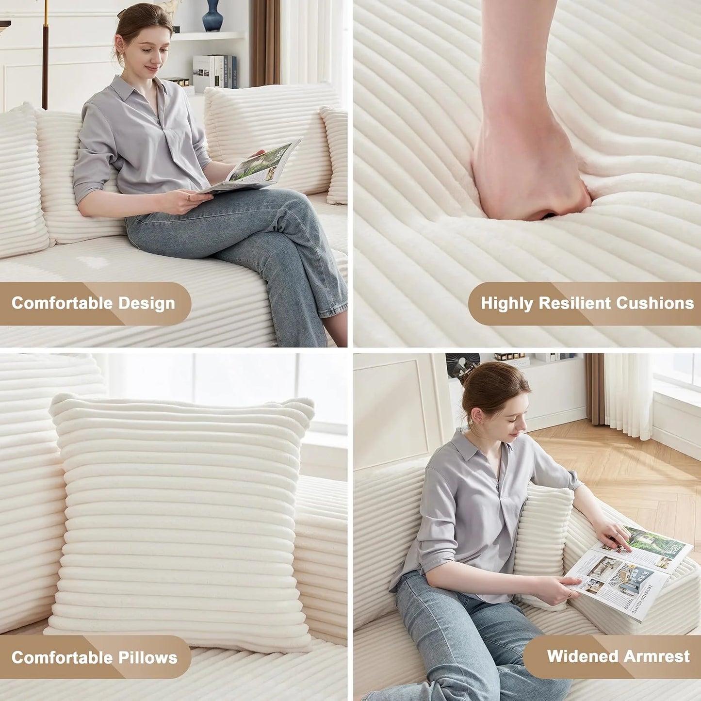 110-inch cloud sofa, boneless sofa in the living room, modular sofa with deep seats