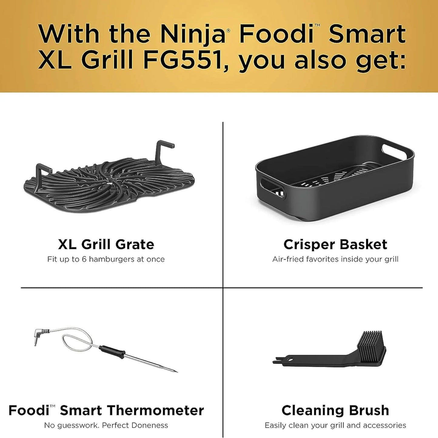 Ninja Foodi Smart XL 6-in-1 Indoor Grill with Air Fry, Bake, Roast, Broil, and Dehydrate, Smart Thermometer