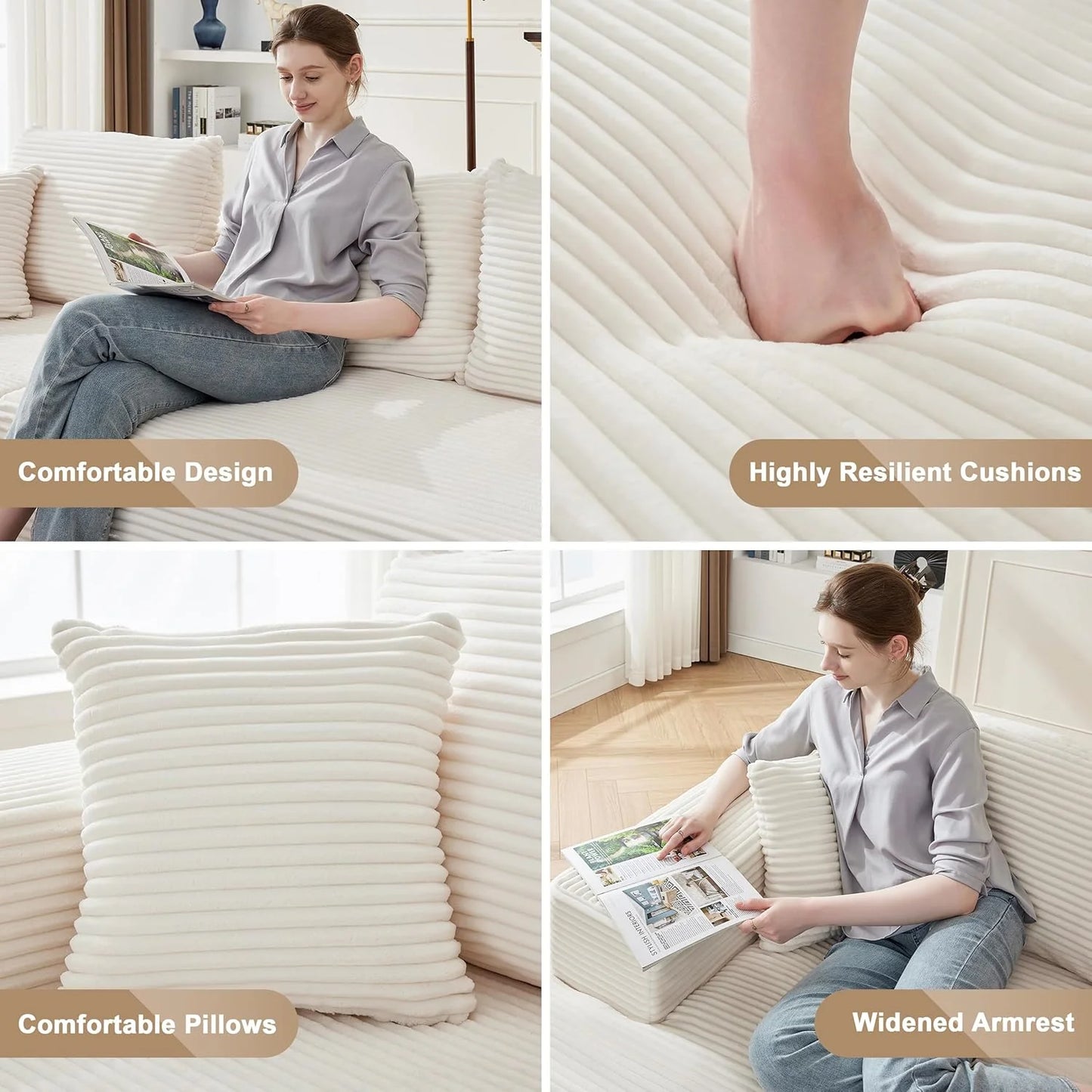 110-inch cloud sofa, boneless sofa in the living room, modular sofa with deep seats