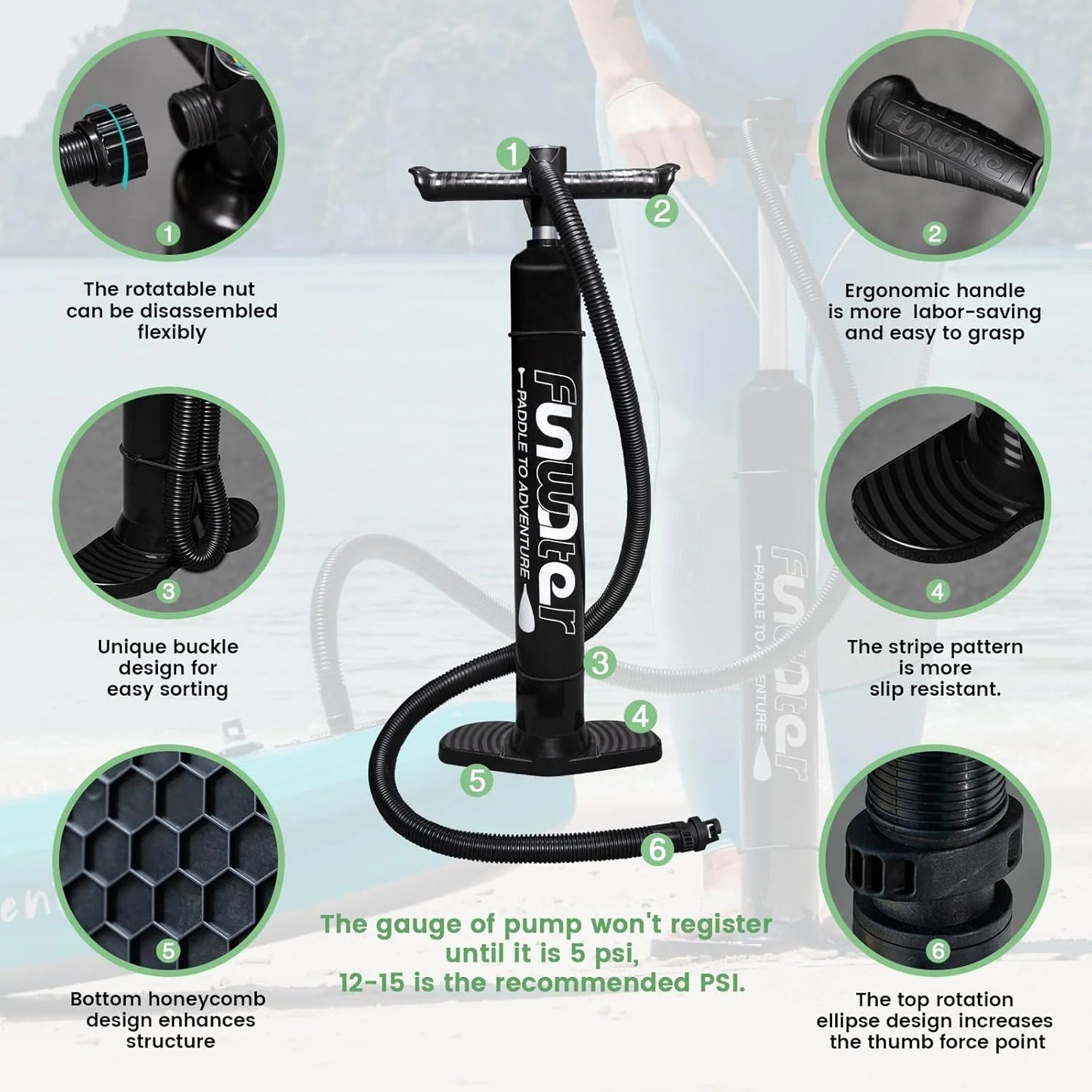 FunWater Inflatable Stand Up Paddle Board with Premium SUP Paddle Accessories, Non-Slip EVA Deck, 11'/10'6' Paddle