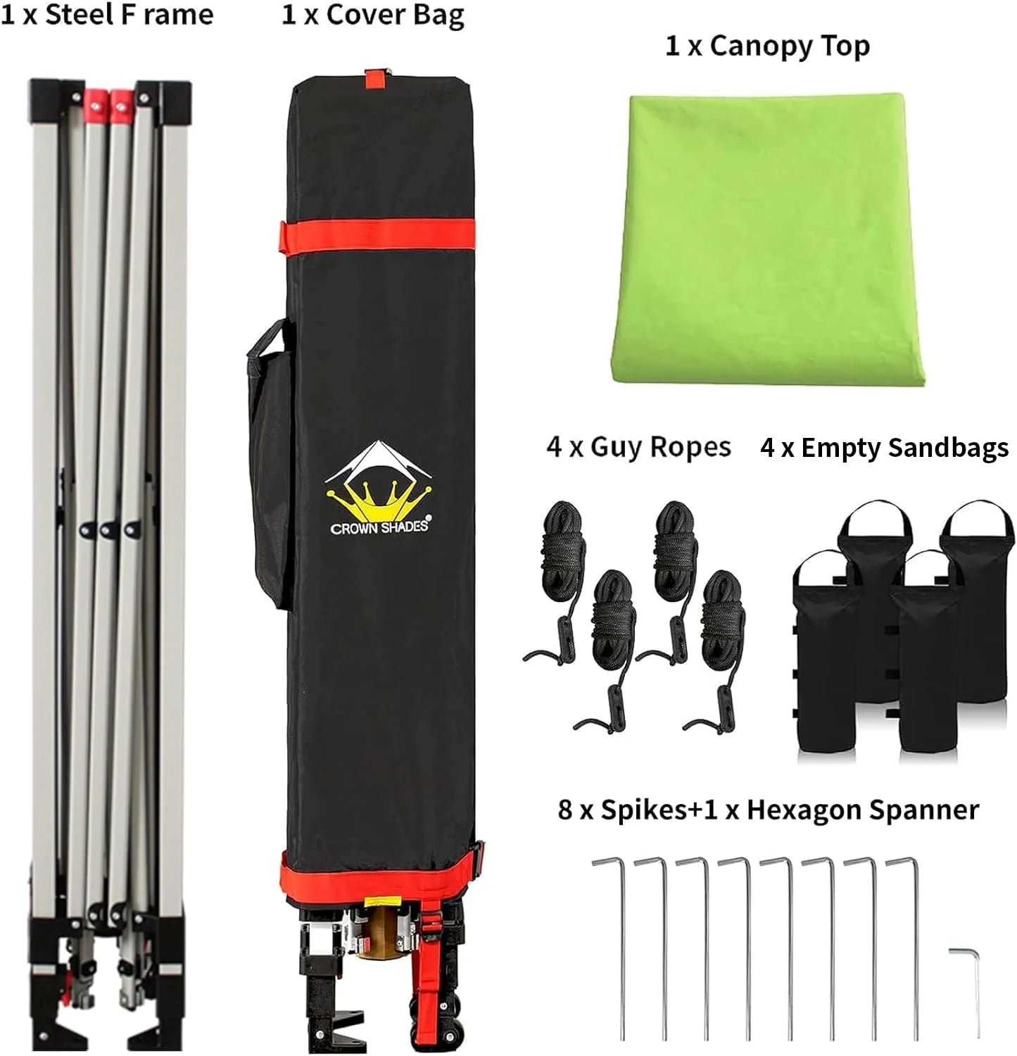 10x10 Pop-Up Awning - One-Click Installation Beach Tent - Outdoor Sunshade Silver Coated Top, 3 Heights and 4 Sand Pockets