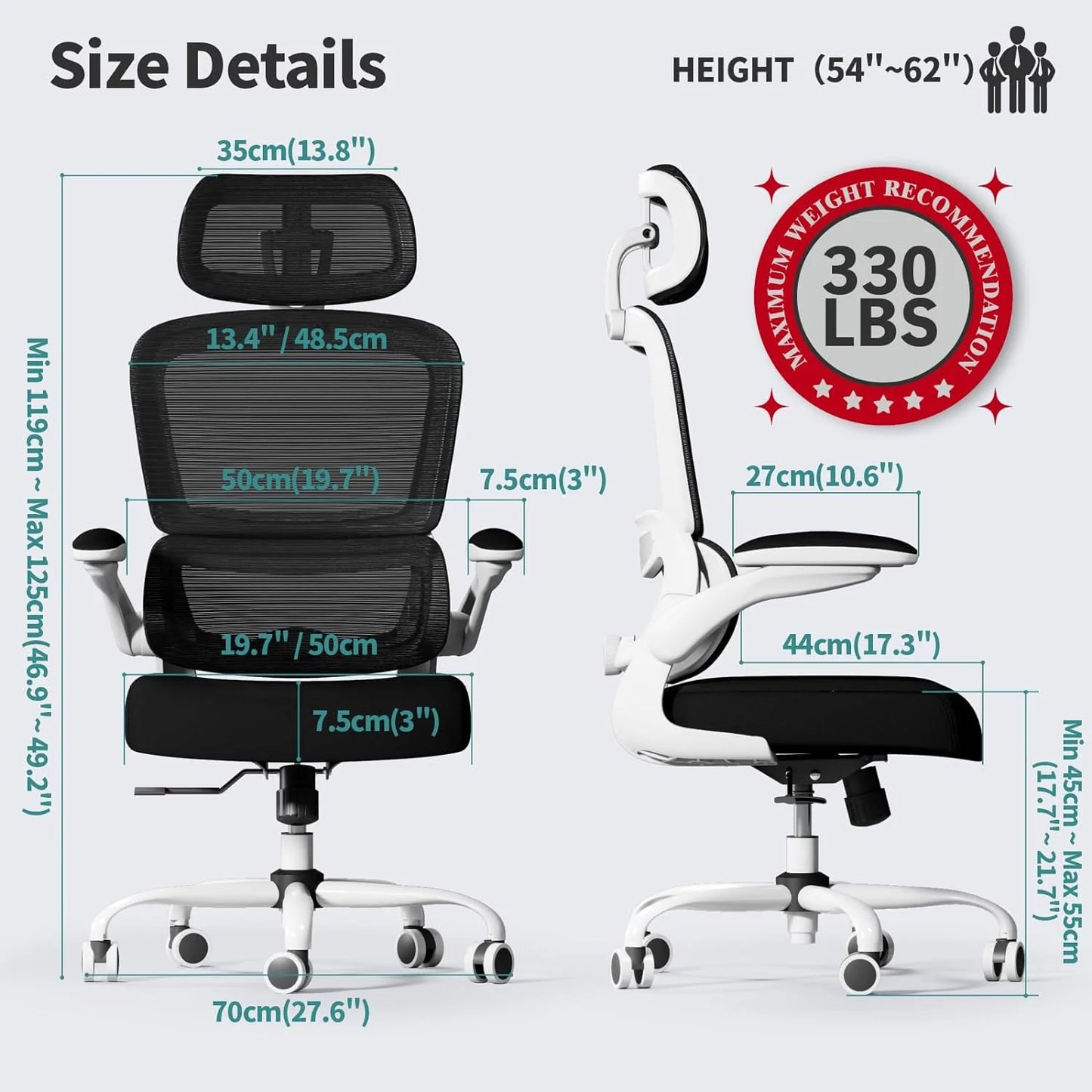 TRALT Office Chair Ergonomic Desk Chair 330 lbs Home Gaming Chair with Wheels