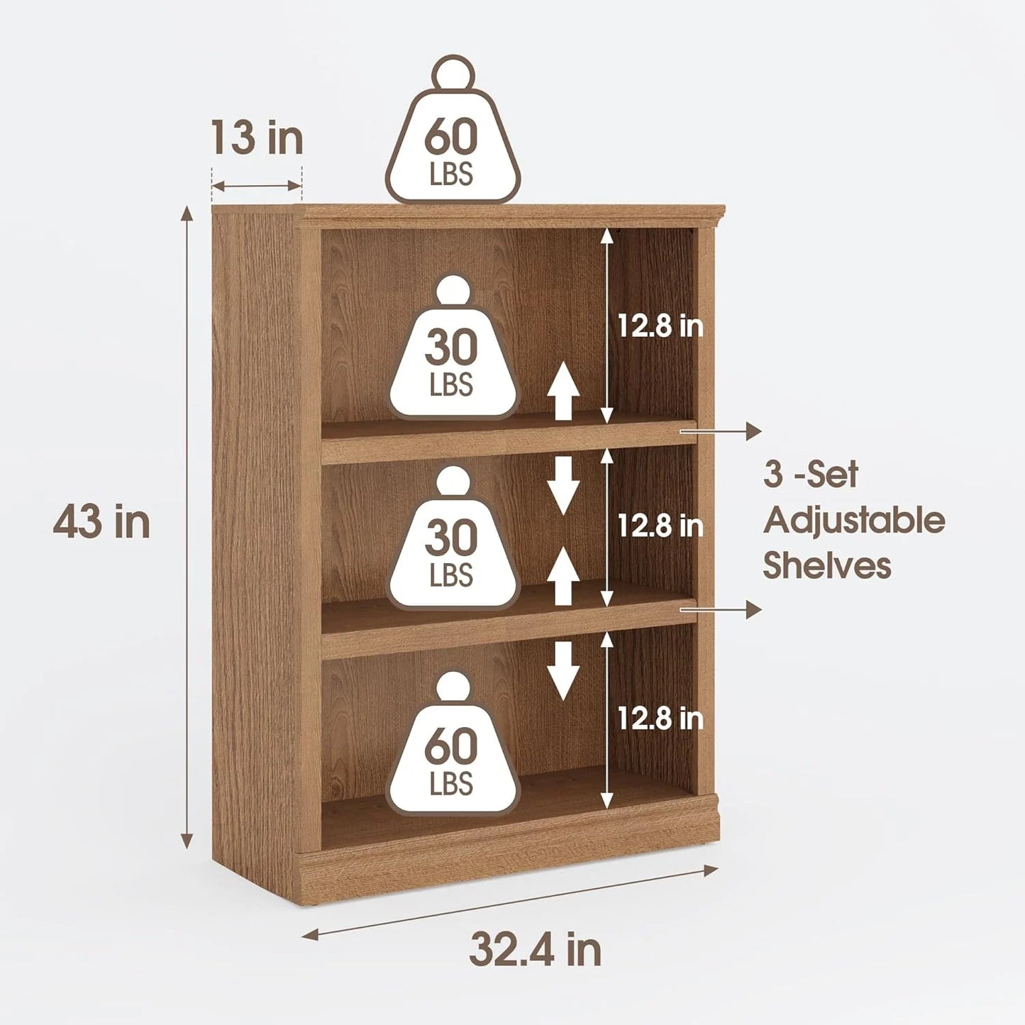 70-Inch Tall White Bookcase 5 Tiers Shelves Open Storage Bookshelf