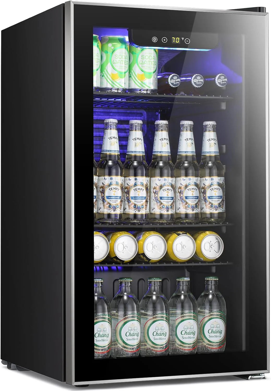 Antarctic Star Beverage Refrigerator Cooler 68 Can, Mini Fridge with Glass Door for Beer Drinks Wine,Freestanding Small Fridge with Electronic Temperature Control for Home and Bar,1.7 cu.ft