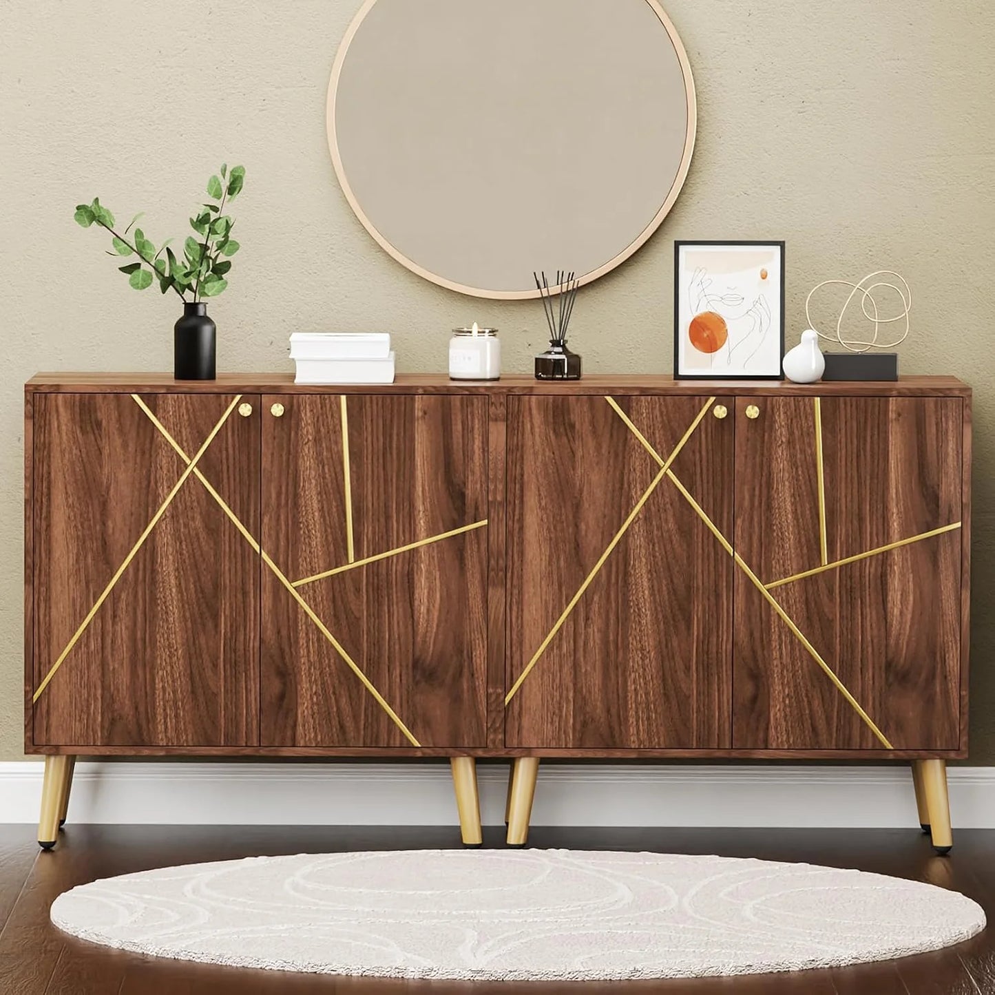 Free Standing Cabinet Black Wood for Living Room, Bedroom, Dining Room, Hallway