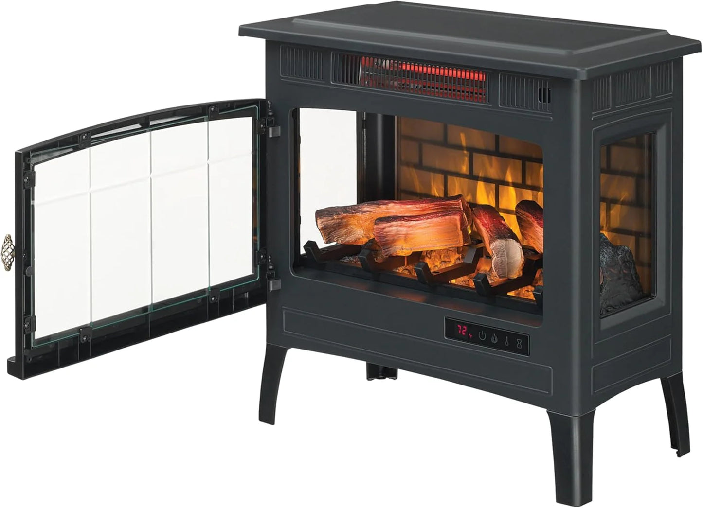 Freestanding Electric Fireplace Stove Heater with 3D Flame Effect for 1,000 Sq. Ft