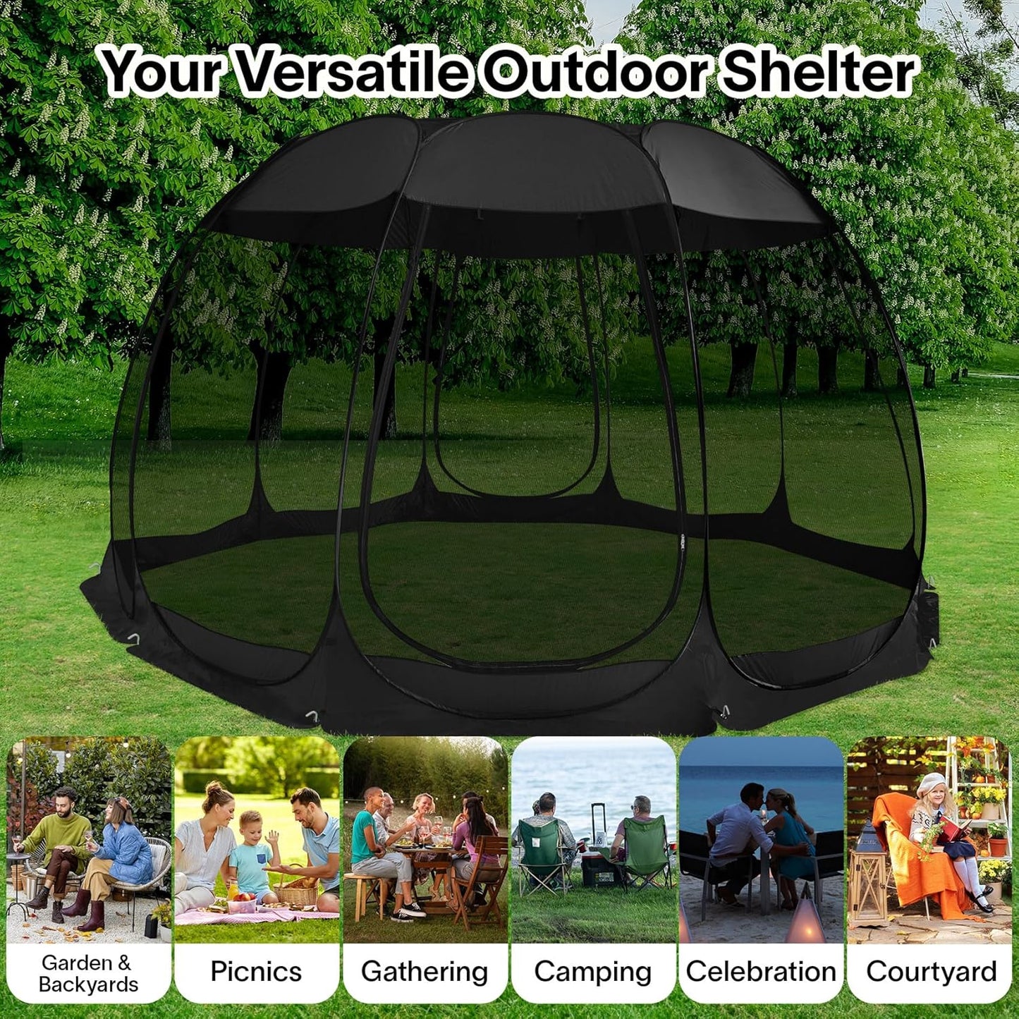 Pop Up Screen House Gazebo Tent with Mosquito Netting Sides
