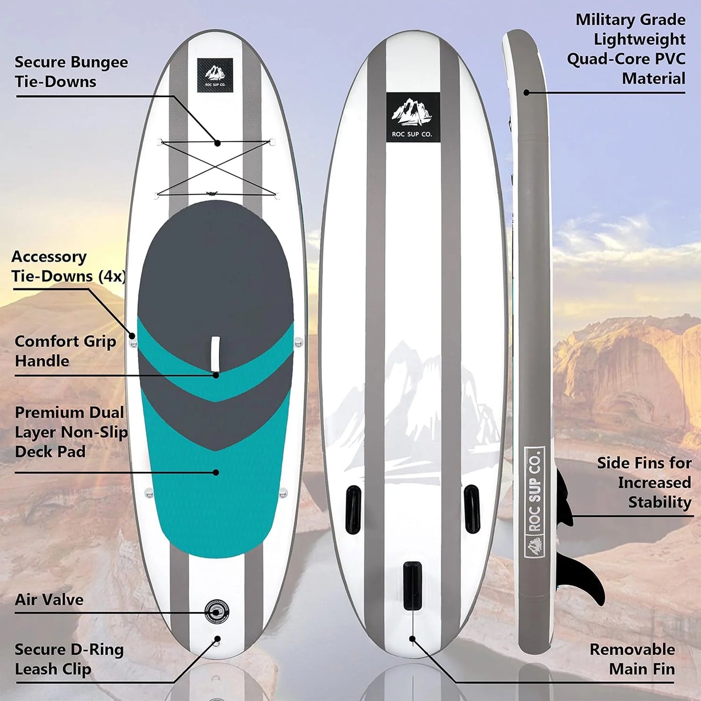 ROC inflatable stand-up paddle board SUP paddle board accessories Anti-slip comfortable deck