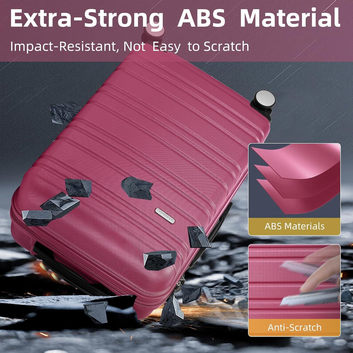 6-piece luggage set, expandable hardshell suitcase set with spinner wheels, lightweight rolling luggage set