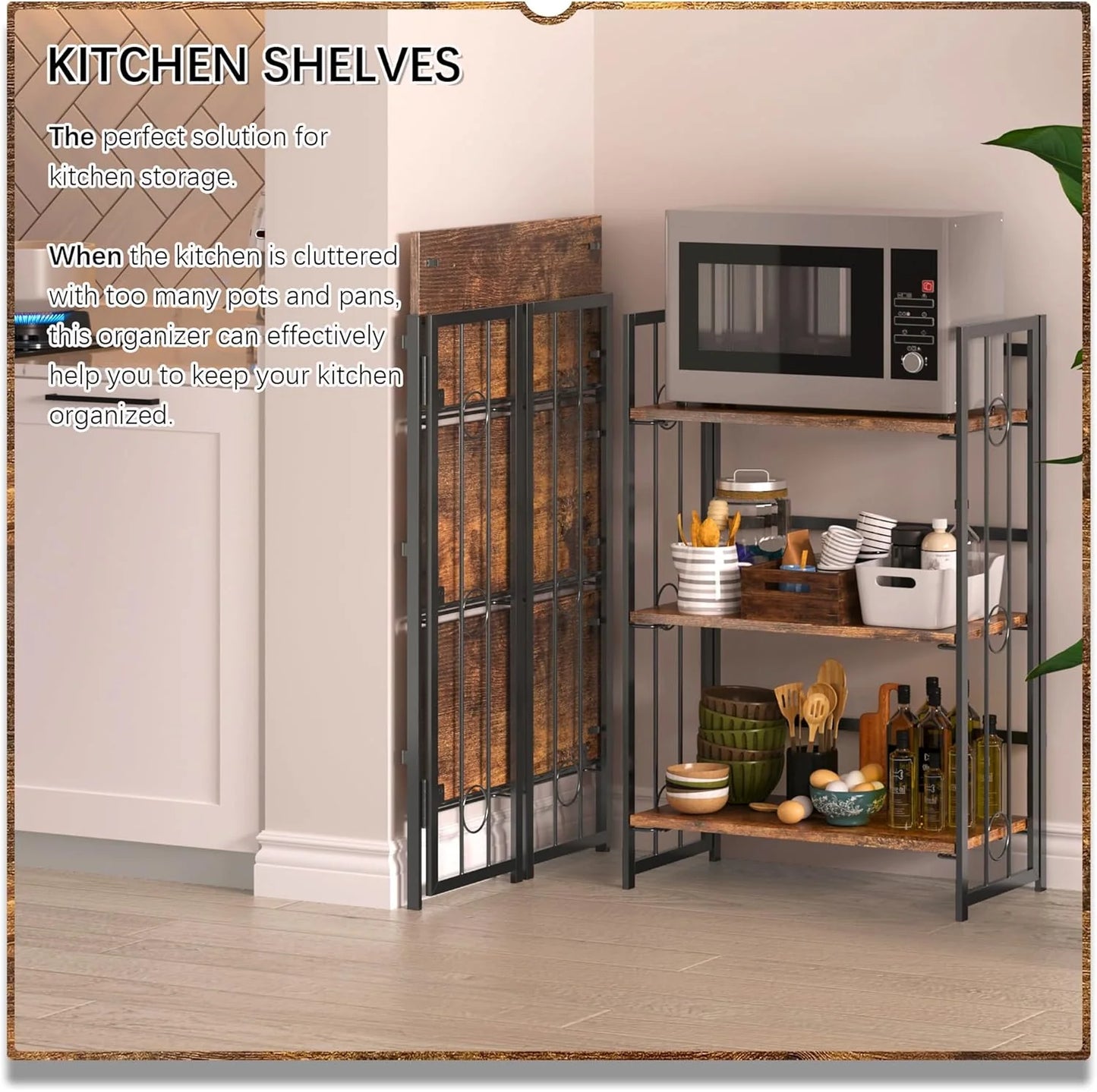 5 Tiers No Assembly Book Shelves 51.2" H Folding Bookshelf Bookcase