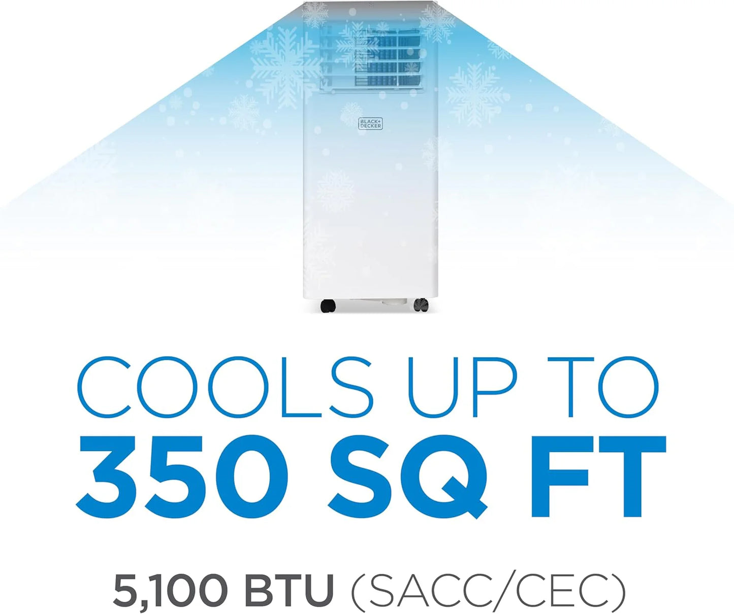 BLACK+DECKER 10,000 BTU Portable Air Conditioner for Rooms up to 450 Sq. with Remote Control, White