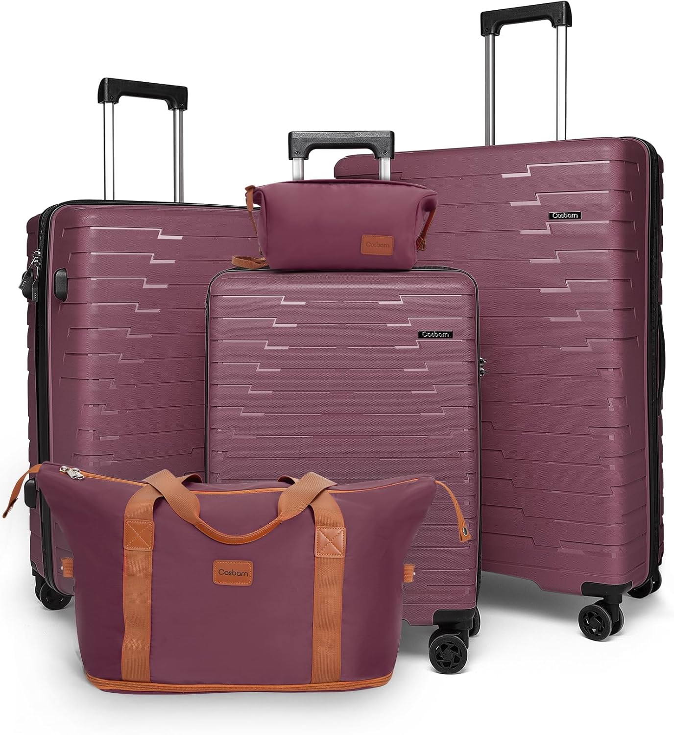 5-piece luggage set with wheels, ABS hardshell suitcase with spinner wheels
