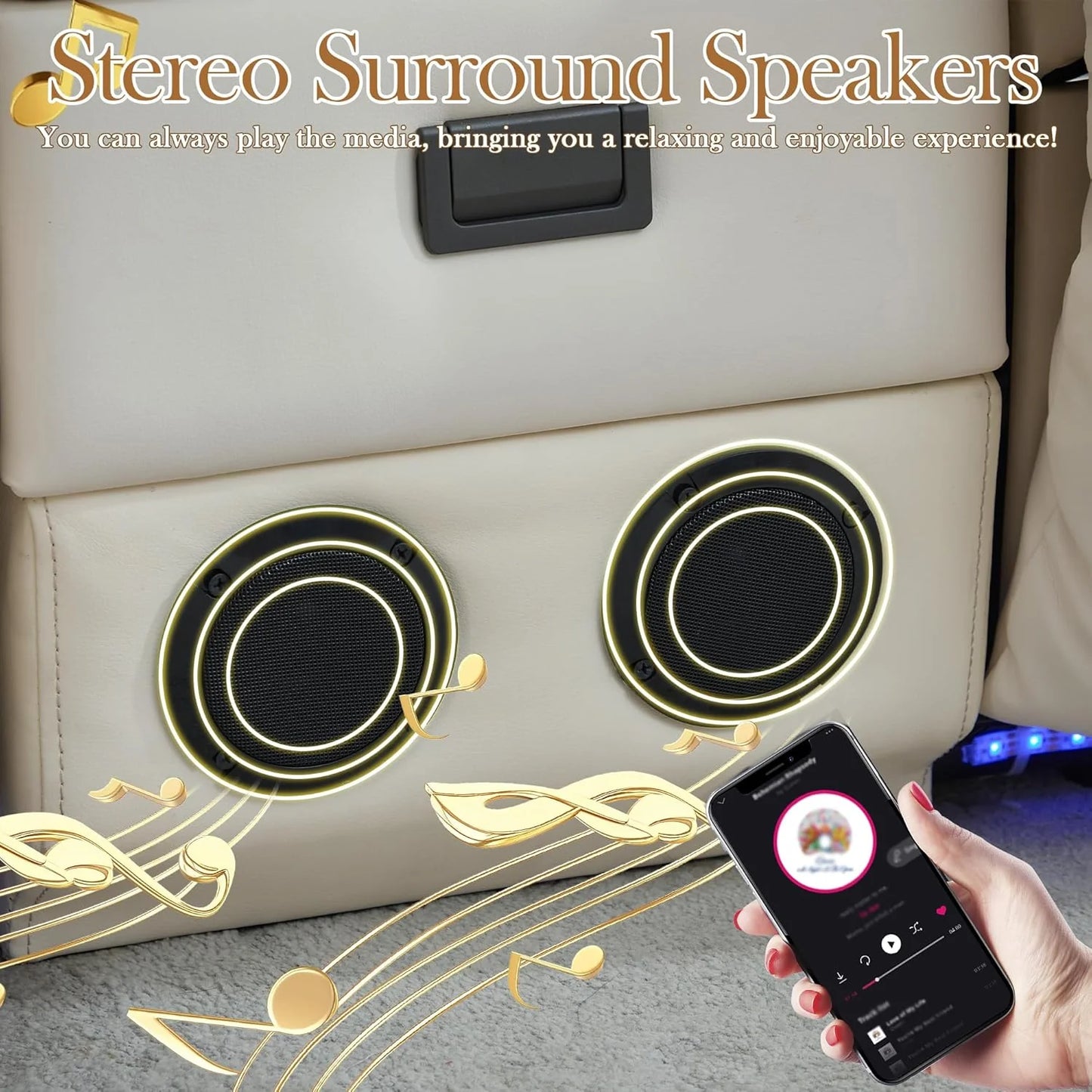 TUNYI Power Loveseat Recliner Sofa with Massage & Heat Home Theater Seating with Console Electric Recliner RV Sofa with USB/Outlet/Storage/Side Pocket/LED Light/Speaker (Brown, Loveseat)