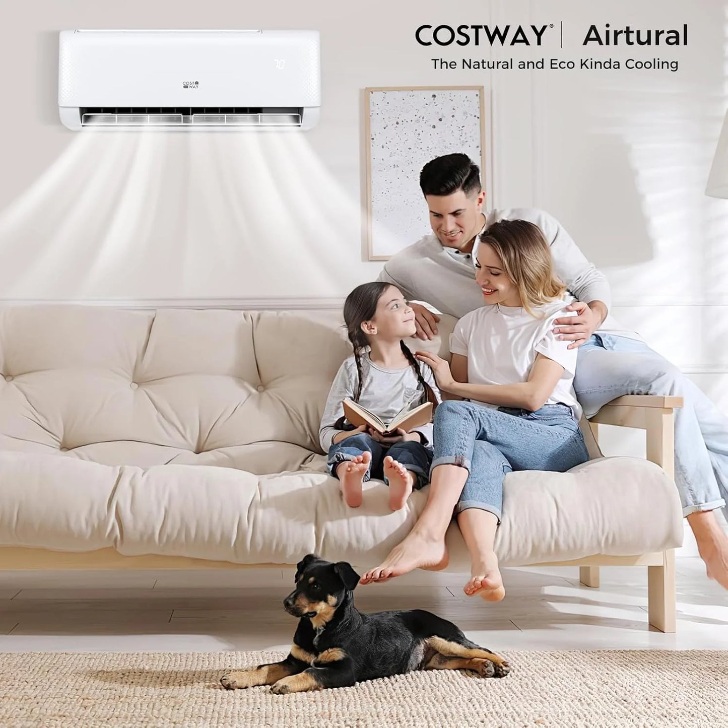 COSTWAY 12000BTU Mini Split Air Conditioner& Heater, 20 SEER2 115V Wall-Mounted Ductless AC Unit Cools Rooms up to 750 Sq. Ft, Energy Efficient Inverter AC with Heat Pump (Blast Series)