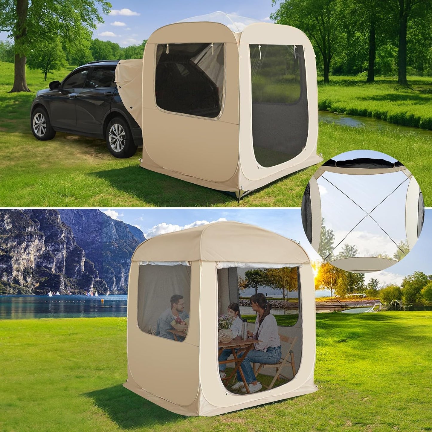 Screen gazebo, sleeps 6-10-15 people Igloo-style canopy tent with mosquito net on the sides Perfect for garden, patio, backyard