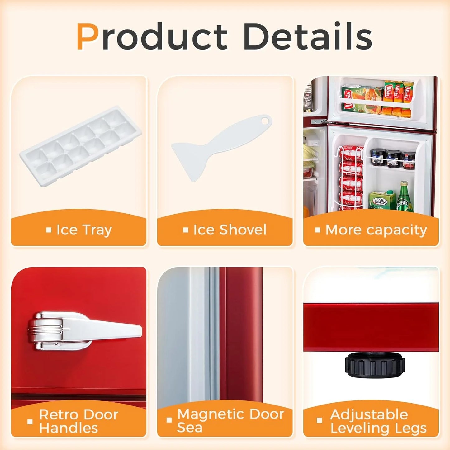 Antarctic Star Compact Mini Refrigerator Separate Freezer, Small Fridge Double 2-Door Adjustable Removable Retro Stainless Steel Shelves Living room/Kitchen/Dorm/Office 3.2 cu ft.Green