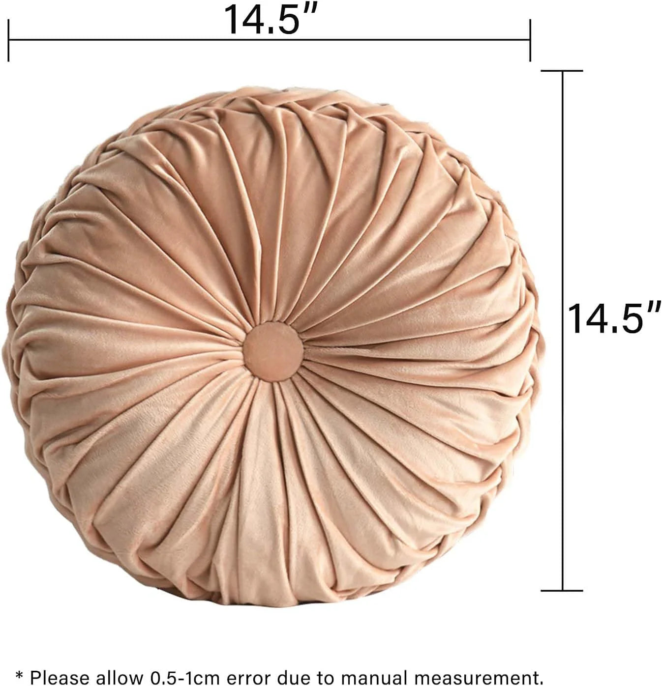Set of 2 Decorative Round Pleated Throw Pillows