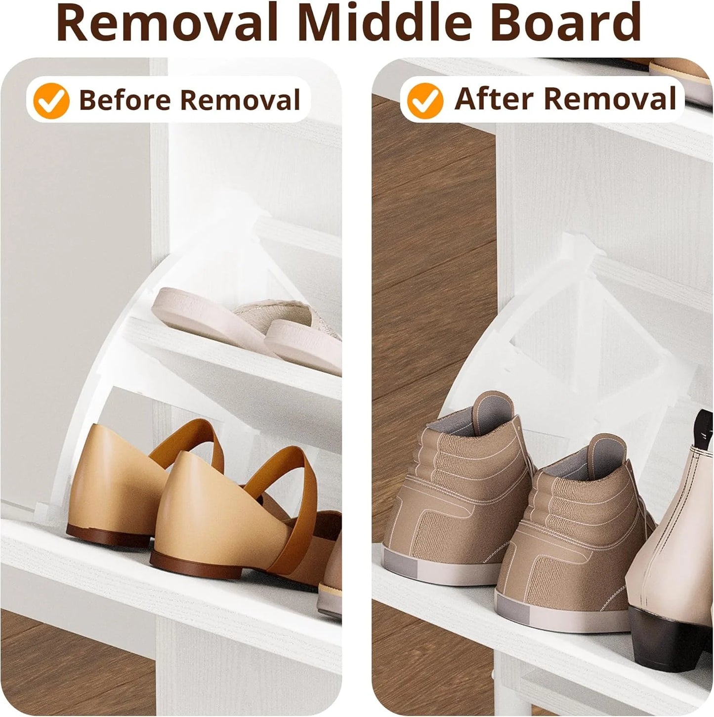 IRONCK Shoe Cabinet Storage with 2 Flip Drawers, Free Standing Wooden Shoe Storage Organizer Cabinet with Rattan Doors for Entryway, Narrow Shoe Rack Cabinet, Oak