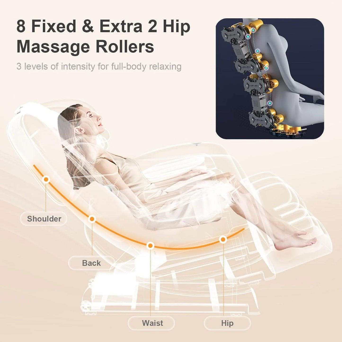 Full Body Massage Chair, Zero Gravity Massage Chair with 10 Fixed Rollers, Heating, Foot Massage