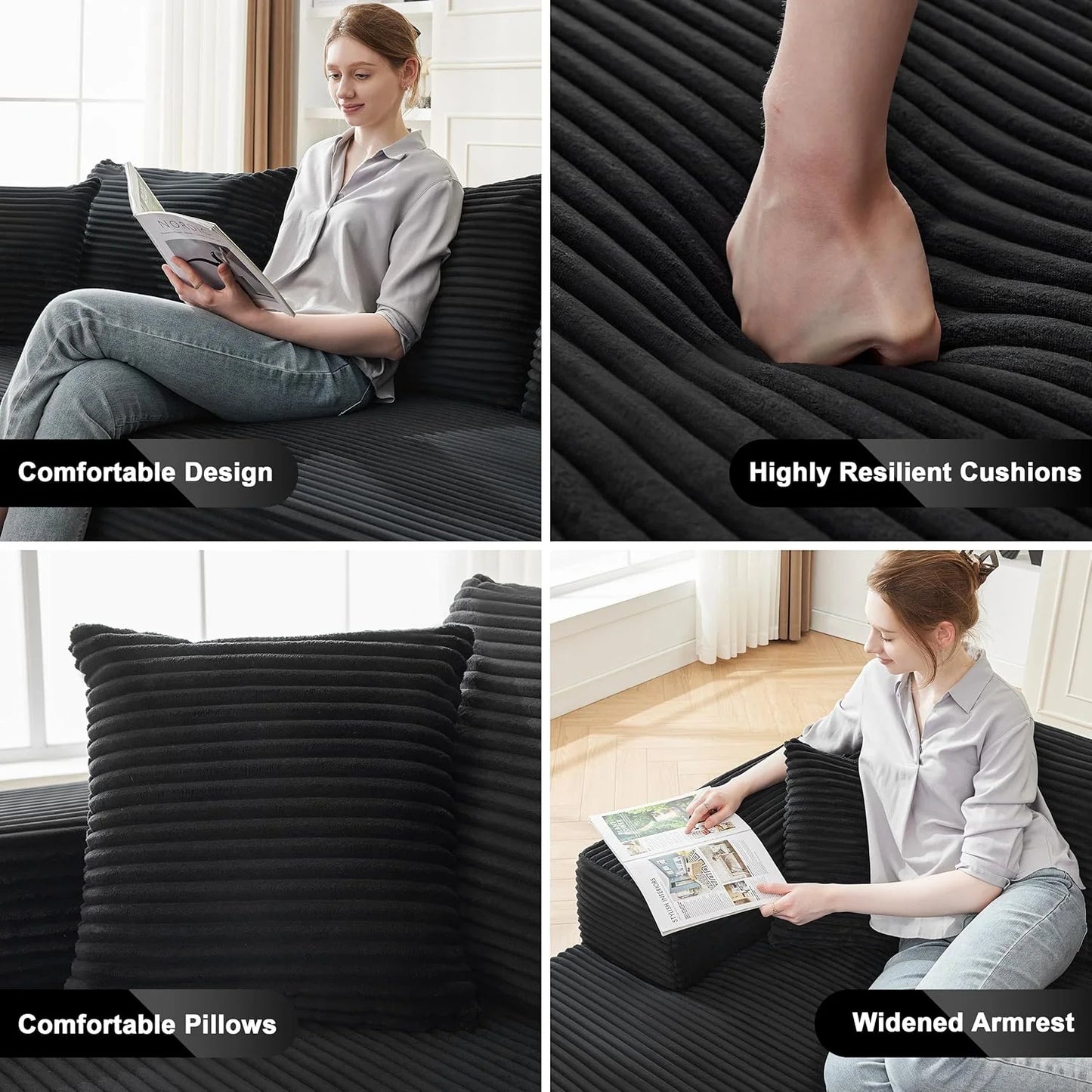 110-inch cloud sofa, boneless sofa in the living room, modular sofa with deep seats