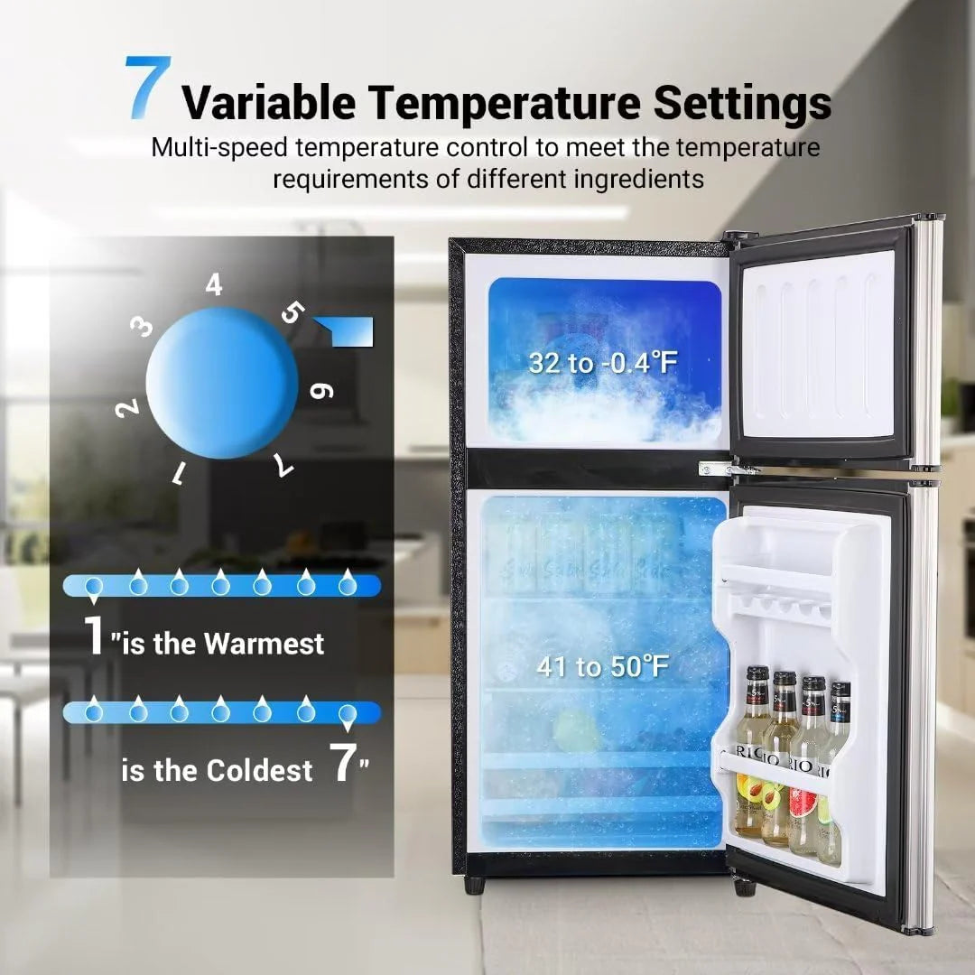 Apartment Size Refrigerator, 3.5 Cu.Ft Samll Refrigerator with Freezer Suitable for Home and Apartments, Freestanding