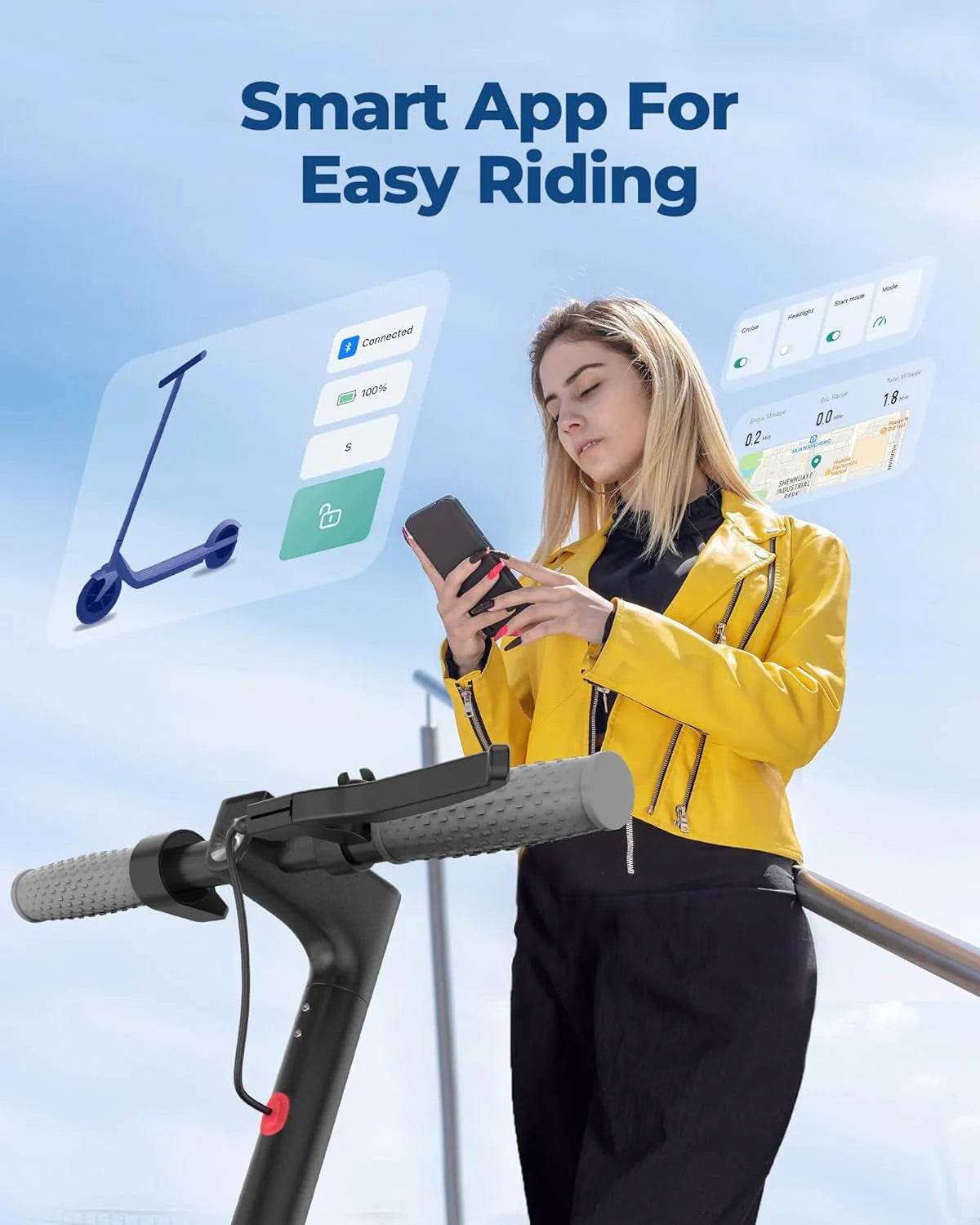 Electric Scooter, 350W/500W Powerful Motor, 8.5"/10" Solid Tires, 19/22Mph, 28/21/12 Miles Range,Dual Braking