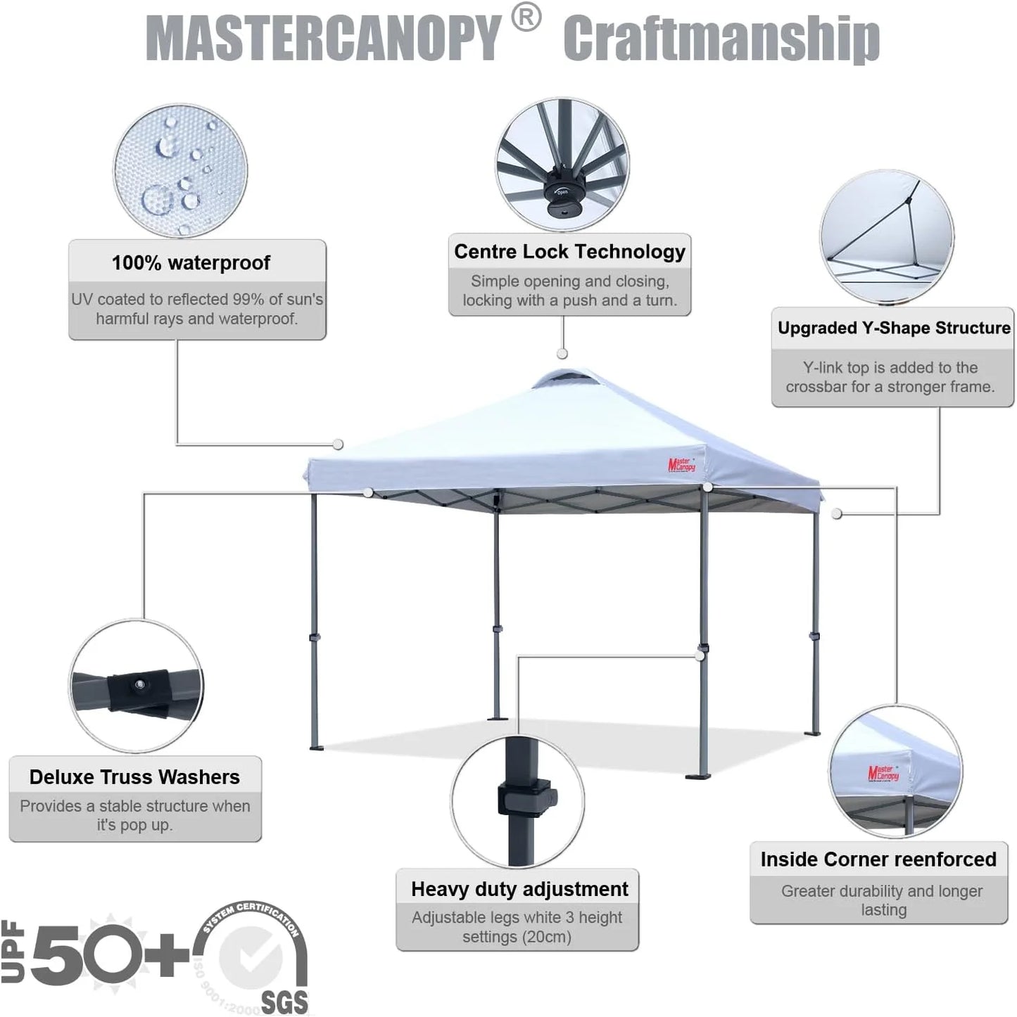 Durable Pop-up Canopy Tent with Roller Bag (10x10, Black)