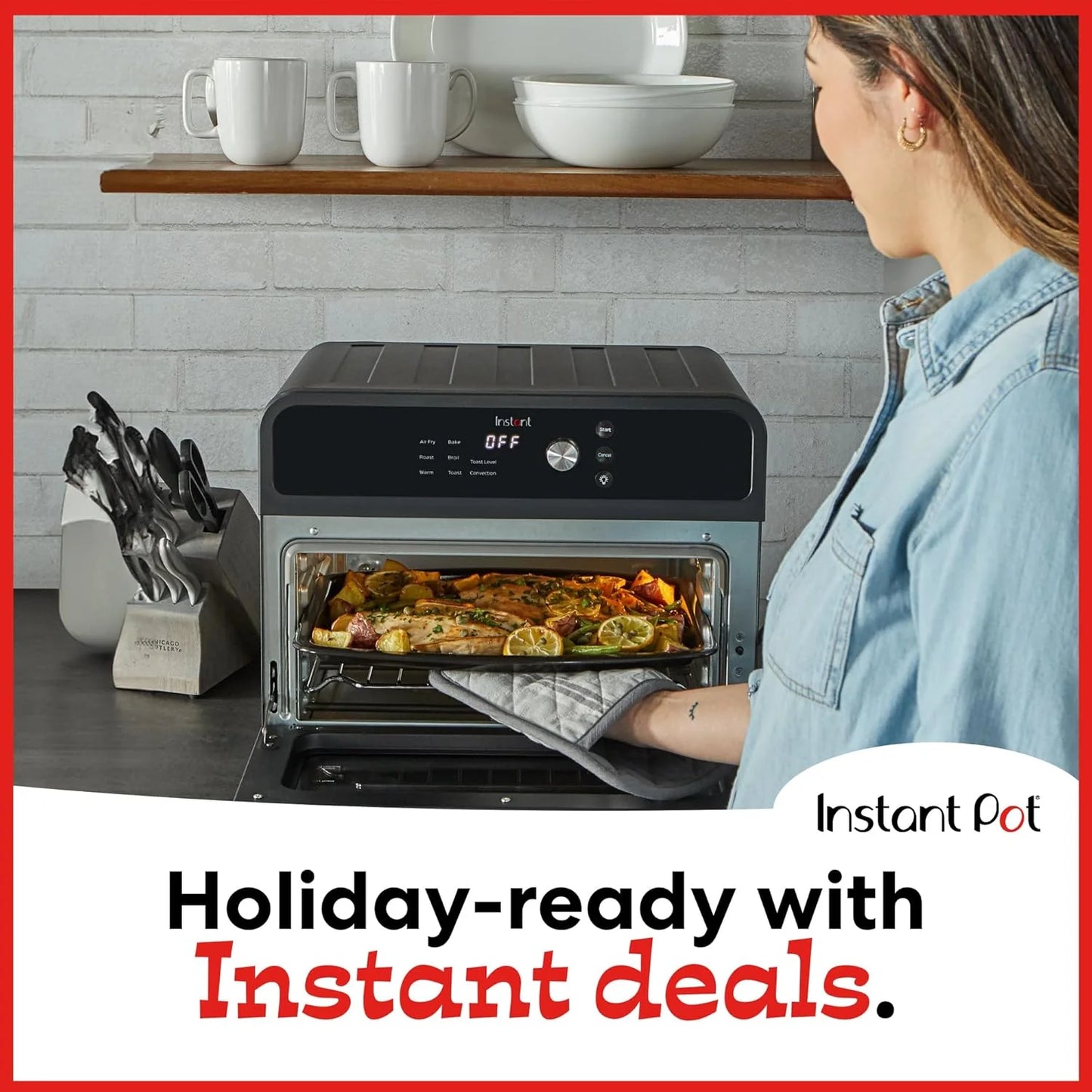 Instant Pot Omni Plus 19QT/18L Toaster Oven Air Fryer, 10-in-1 Functions, Fits 12" Pizza, Crisp, Broil, Bake, Roast, Toast, Warm, Convection, 100+ In-App Recipes, from the Makers of Instant Pot, Black