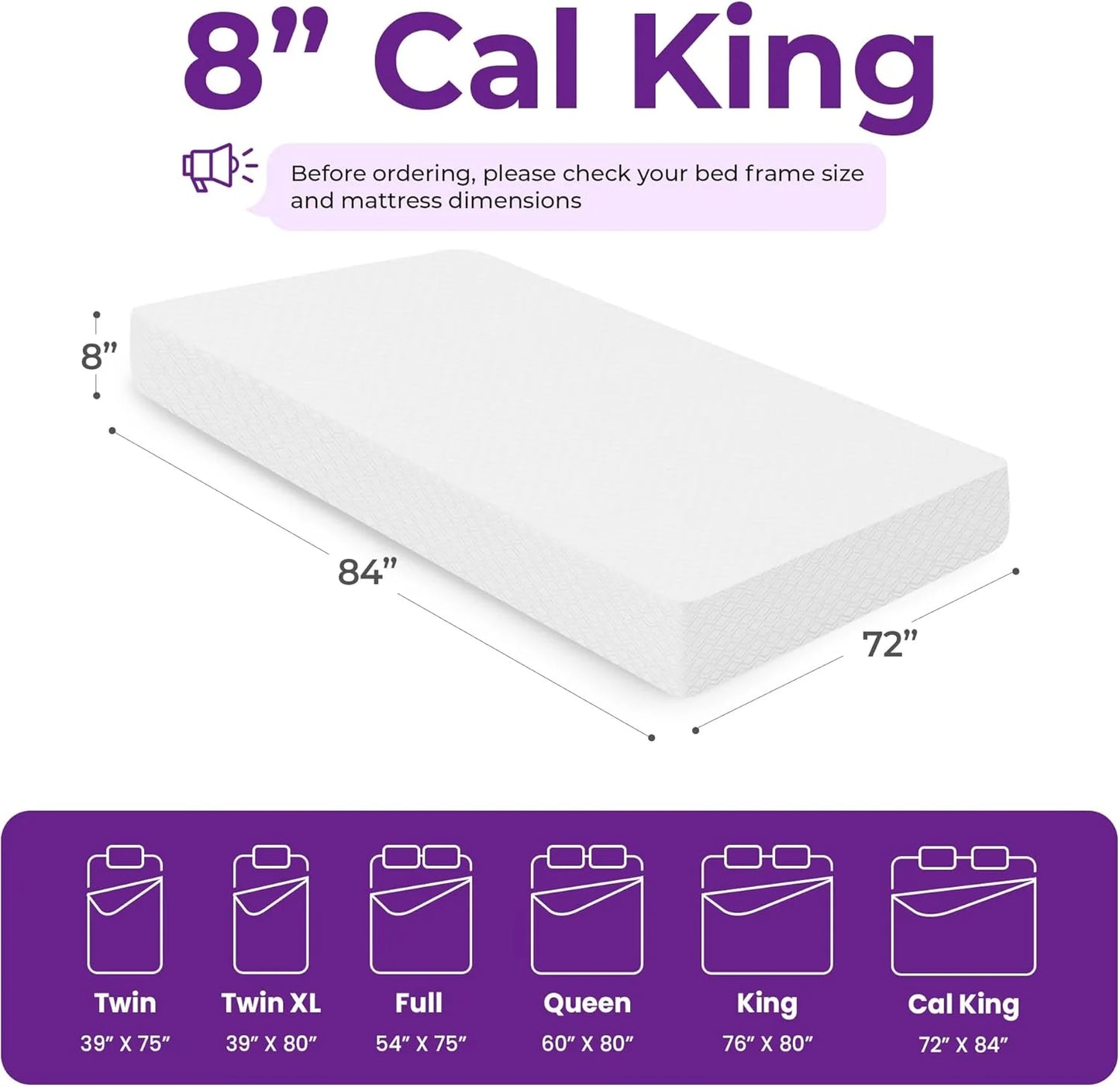 GAESTE 8-inch Fully Cooling Gel Memory Foam Mattress Mattress-in-a-Box