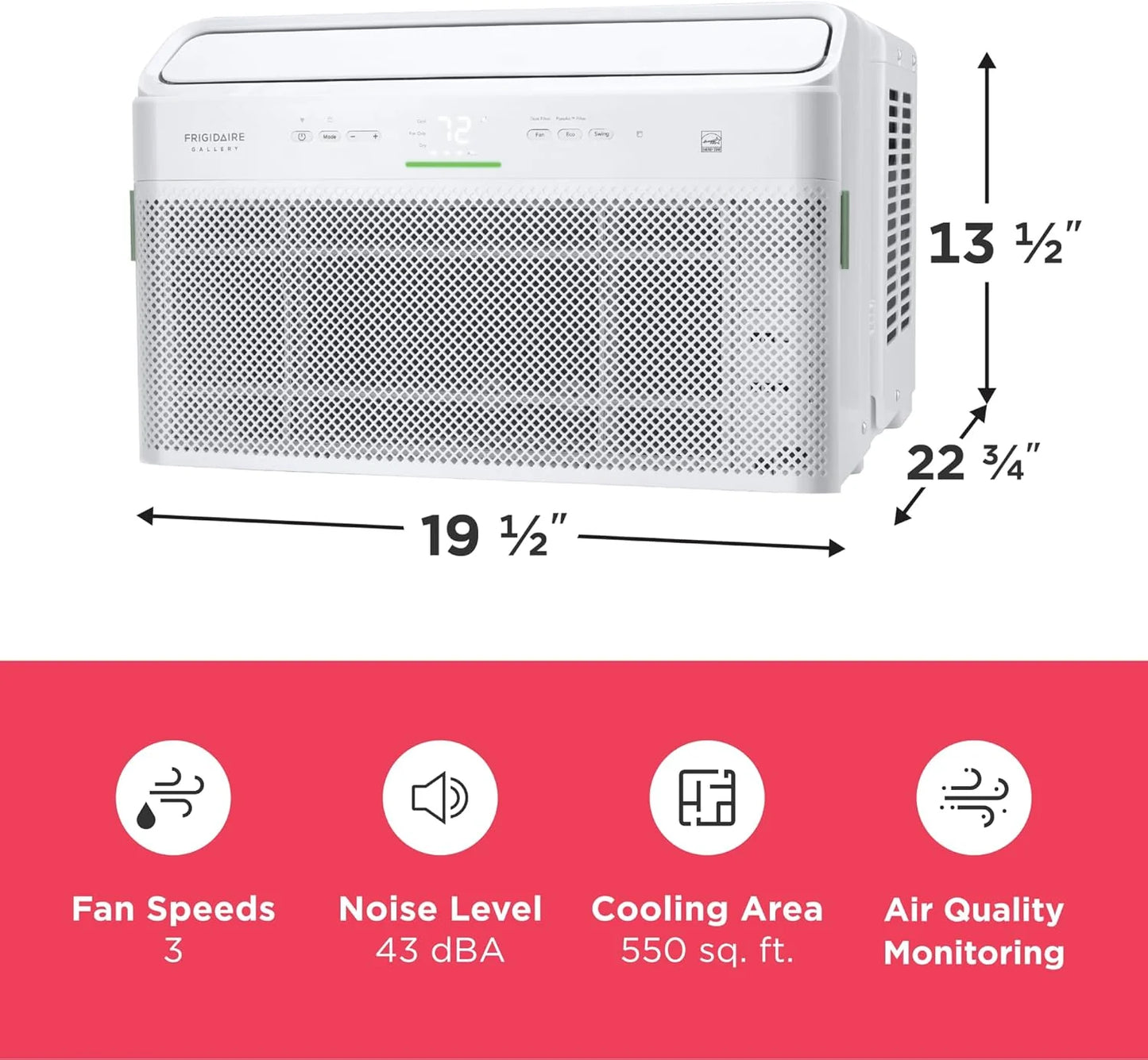 Frigidaire GHWQ103WC1 Inverter Quiet Temp Room Air Conditioner, 10,000 BTU with Wi-Fi Connected, Works with Alexa, Energy Star Certified, Easy-to-Clean Washable Filter, in White