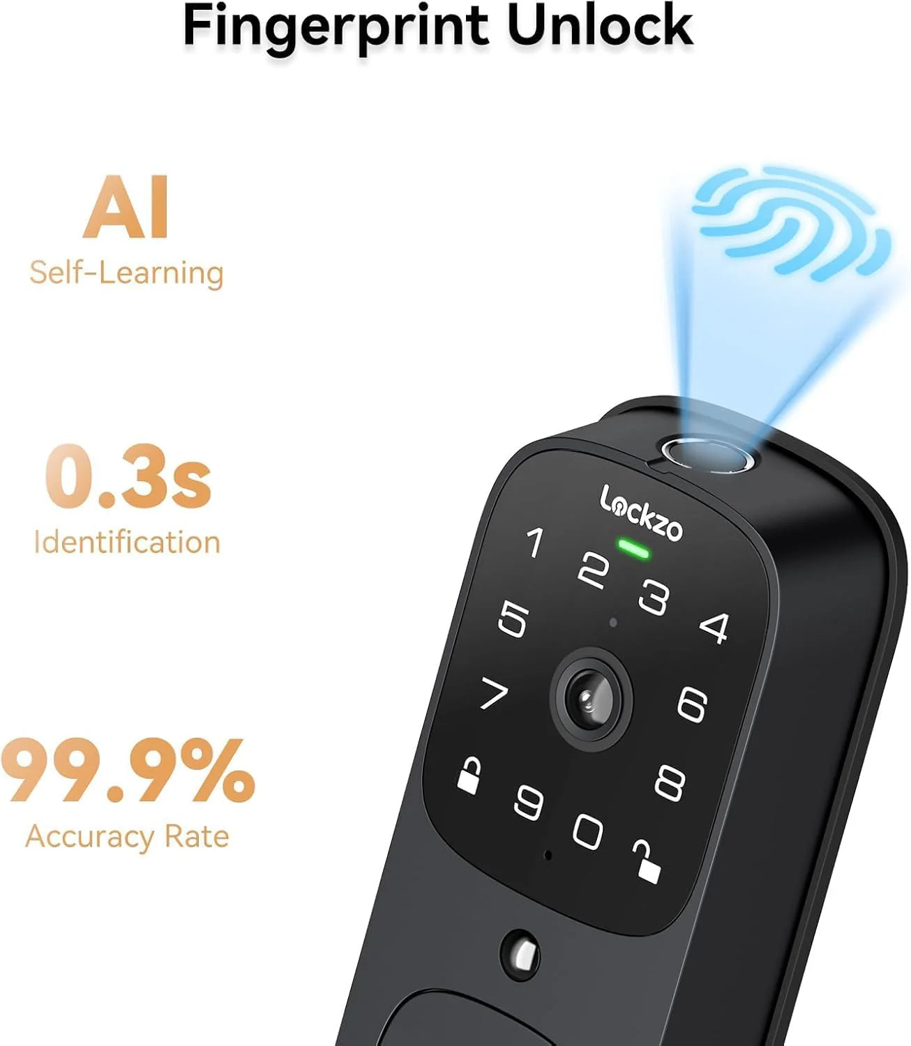 Video Smart Lock with Doorbell Keyless Entry Door Lock, Built-in WiFi Camera Front Door Deadbolt Lock, Fingerprint, Keypad Code, App Control, Voice Control, Auto-Lock, IP65, Video Call