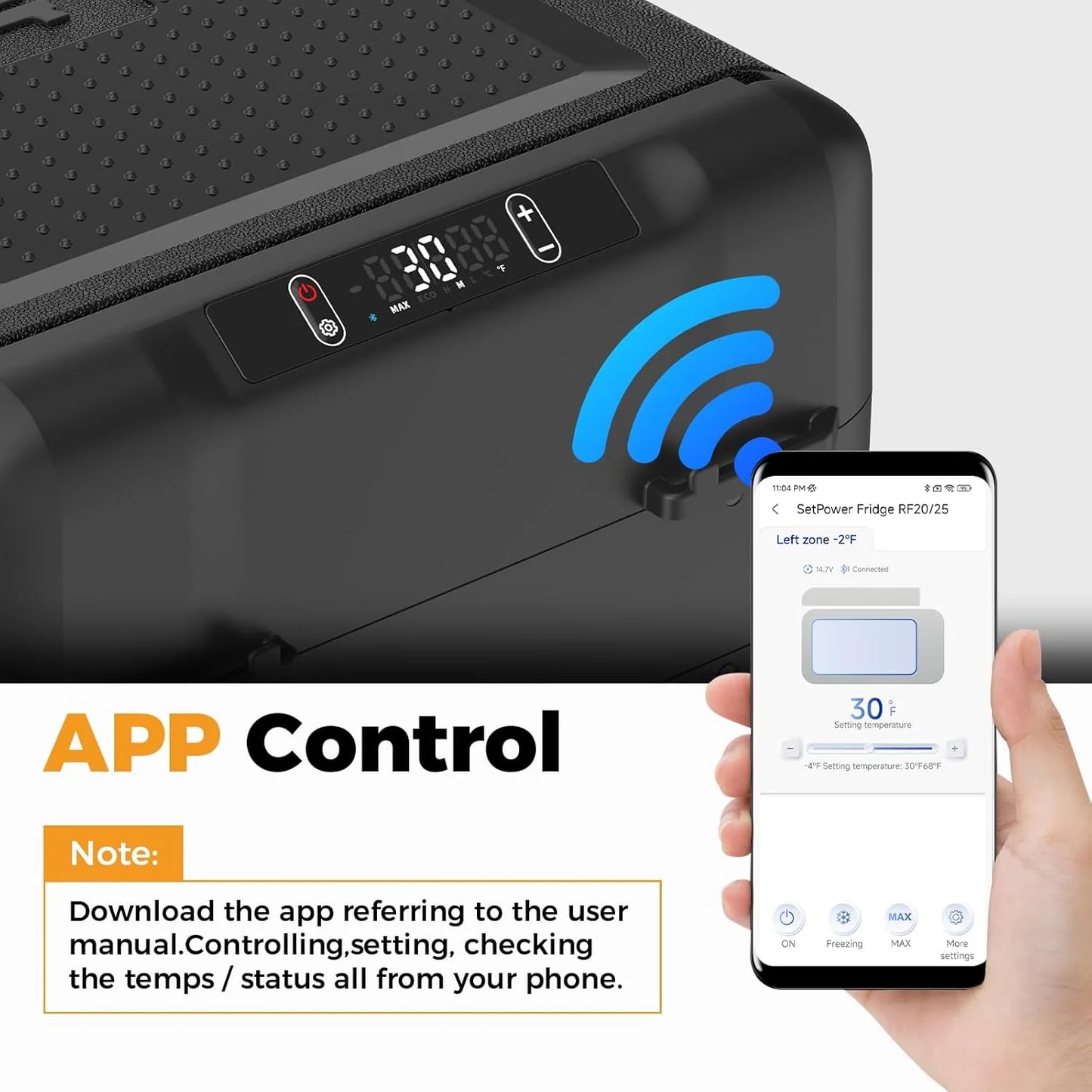 12V Refrigerator 21 Quart Portable Freezer 50 Hours Keep Cool,Electric Cooler for Vehicles Car Refrigerator 12V Portable Fridge for Car Camping Truck Van RV SUV Road Trip Travel RF20