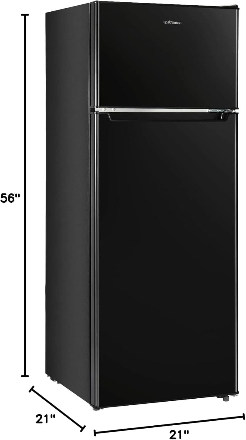 Upstreman 7.7 Cu.Ft. Refrigerator with Freezer, Double Door, Adjustable Thermostat, Large Capacity, Reversible Door Swing, Refrigerator for Apartment, Office, Dorm, Stainless (BD75)