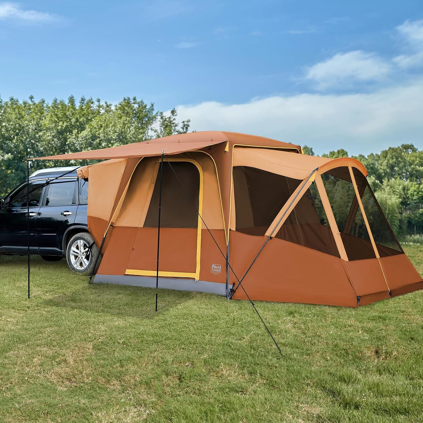 TIMBER RIDGE 5-9 Person SUV Tent with Screen Porch and Awning for Family Camping, Weather Resistant and Portable Van or Car Tent, Includes Rainfly and Storage Bag, 13' W X 10' L X 7.1' H