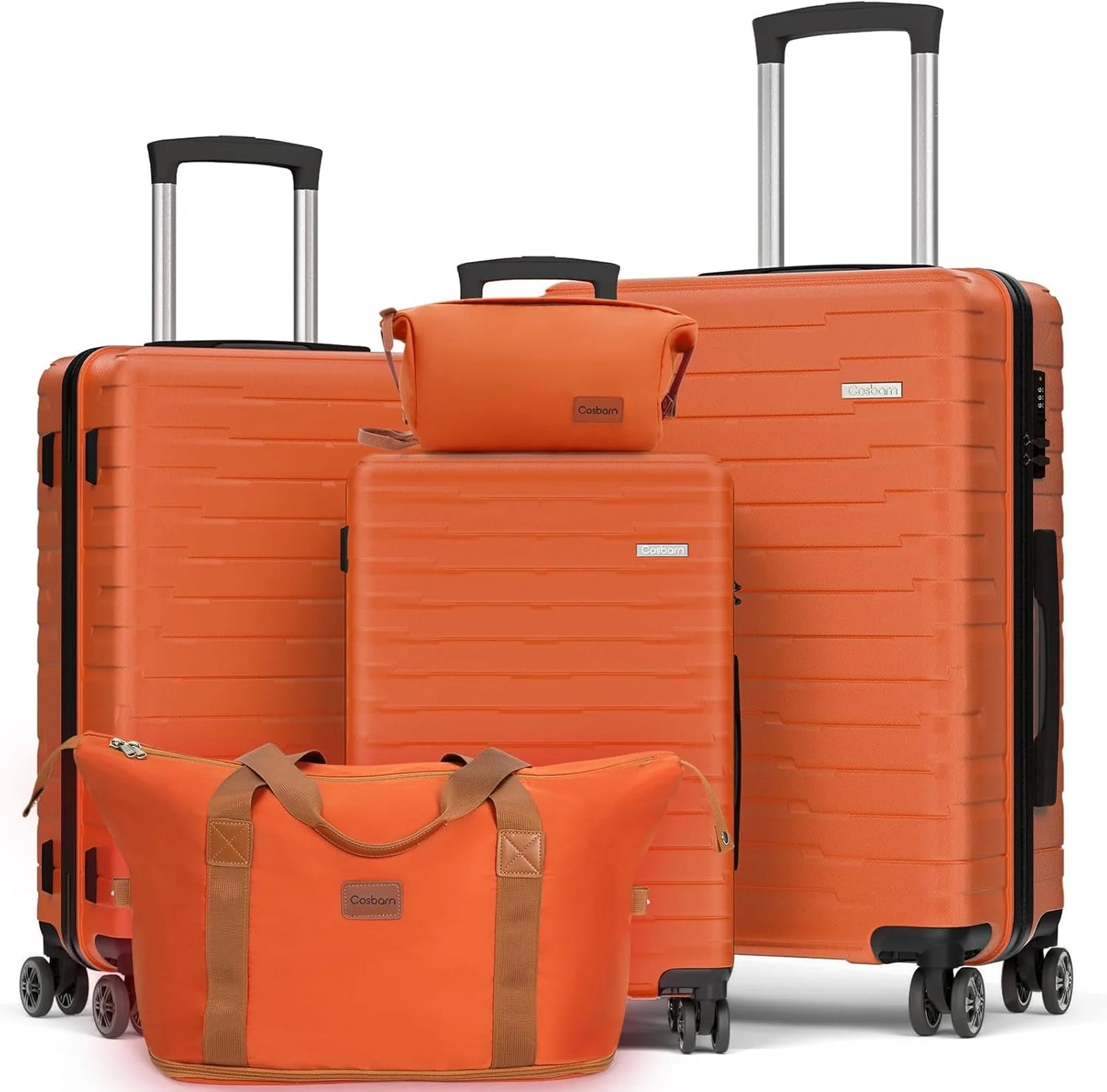 5-piece luggage set with wheels, ABS hardshell suitcase with spinner wheels