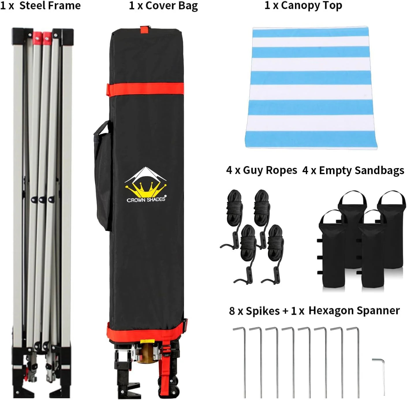 10x10 Pop-Up Awning - One-Click Installation Beach Tent - Outdoor Sunshade Silver Coated Top, 3 Heights and 4 Sand Pockets