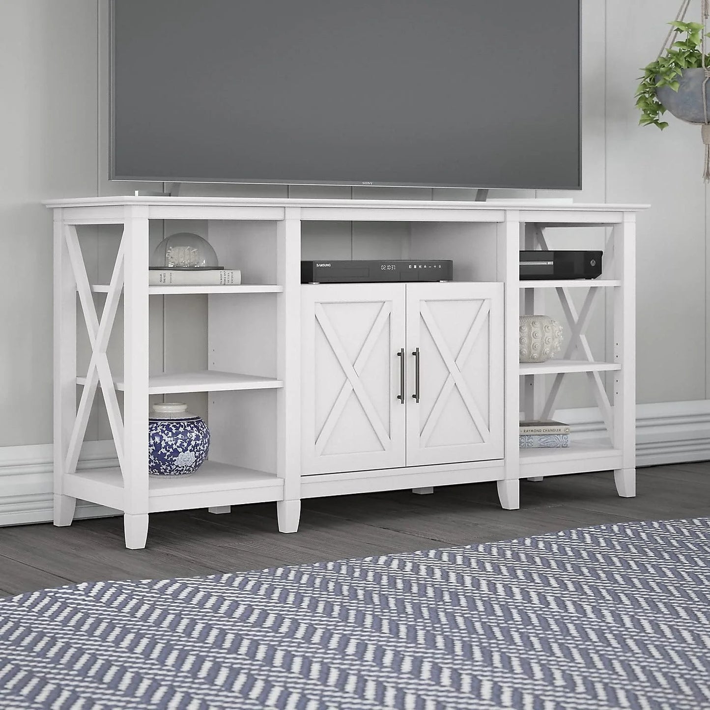 Key West Tall TV Stand for 65 Inch TV in Pure White Oak