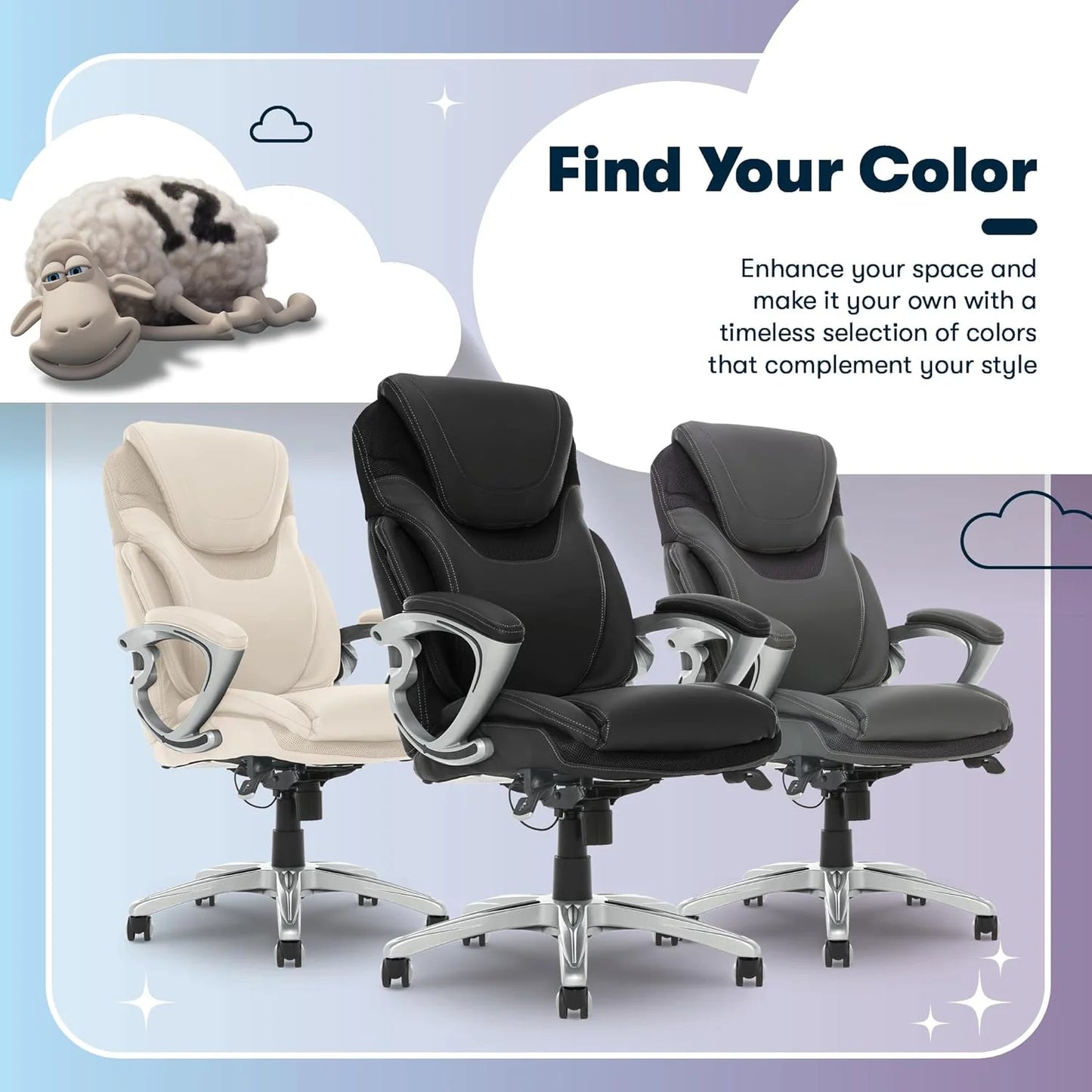 Executive office chair, ergonomic computer desk and chair