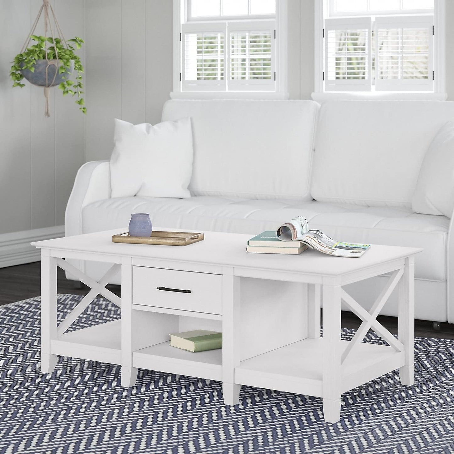 Key West Coffee Table with Storage in Washed Gray