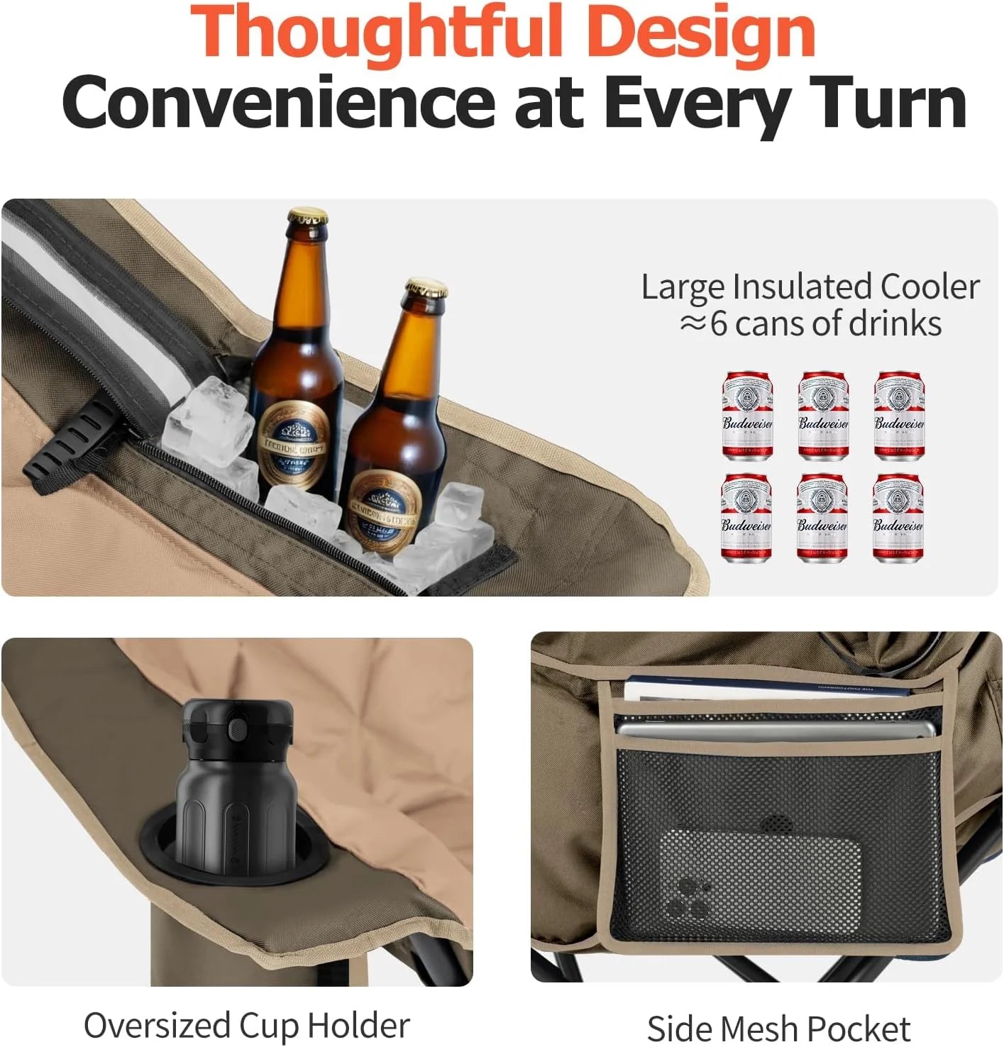 Extra Large Double Camping Chair - 2 Person Comfortable Sofa Chair Adult Loveseat - Heavy Duty Lawn Chair