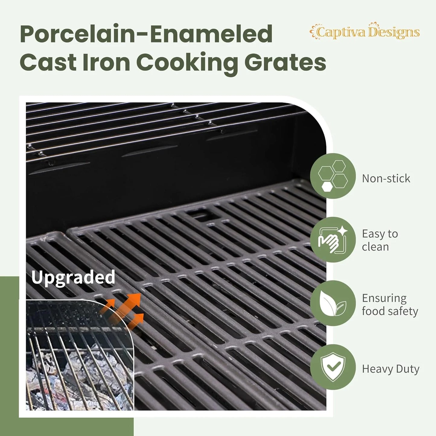 Captiva Designs 4-Burner Propane Gas BBQ Grill with Side Burner & Porcelain-Enameled Cast Iron Grates, 42,000 BTU Output Stainless Steel Grill for Outdoor Cooking Kitchen and Patio Backyard Barbecue