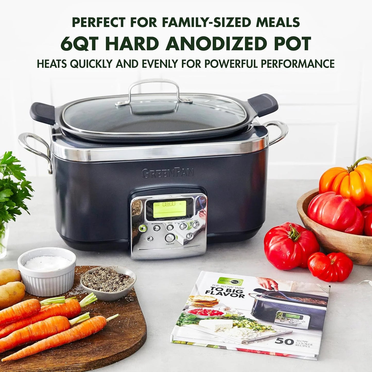 8-in-1 Programmable 6QT Electric Slow Cooker with Dishwasher-Safe Lid and Removable Base