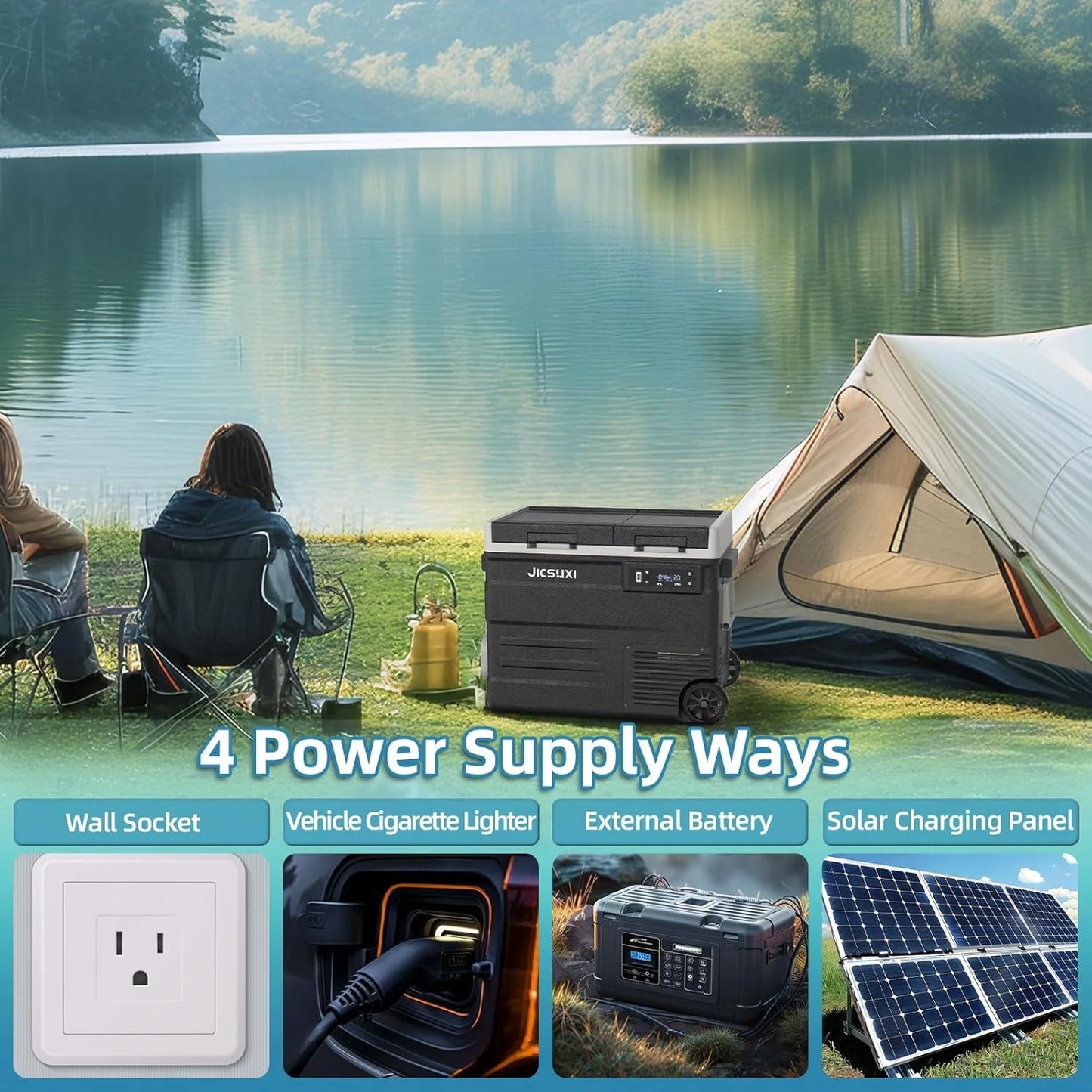 12V Car Refrigerator, 17 Quart Portable Freezer 12 Car Fridge (-4F~68F) Compressor Electric Cooler with 12/24V DC 110-240V AC, APP Control For Car Truck RV Camping, Travel Outdoor Home