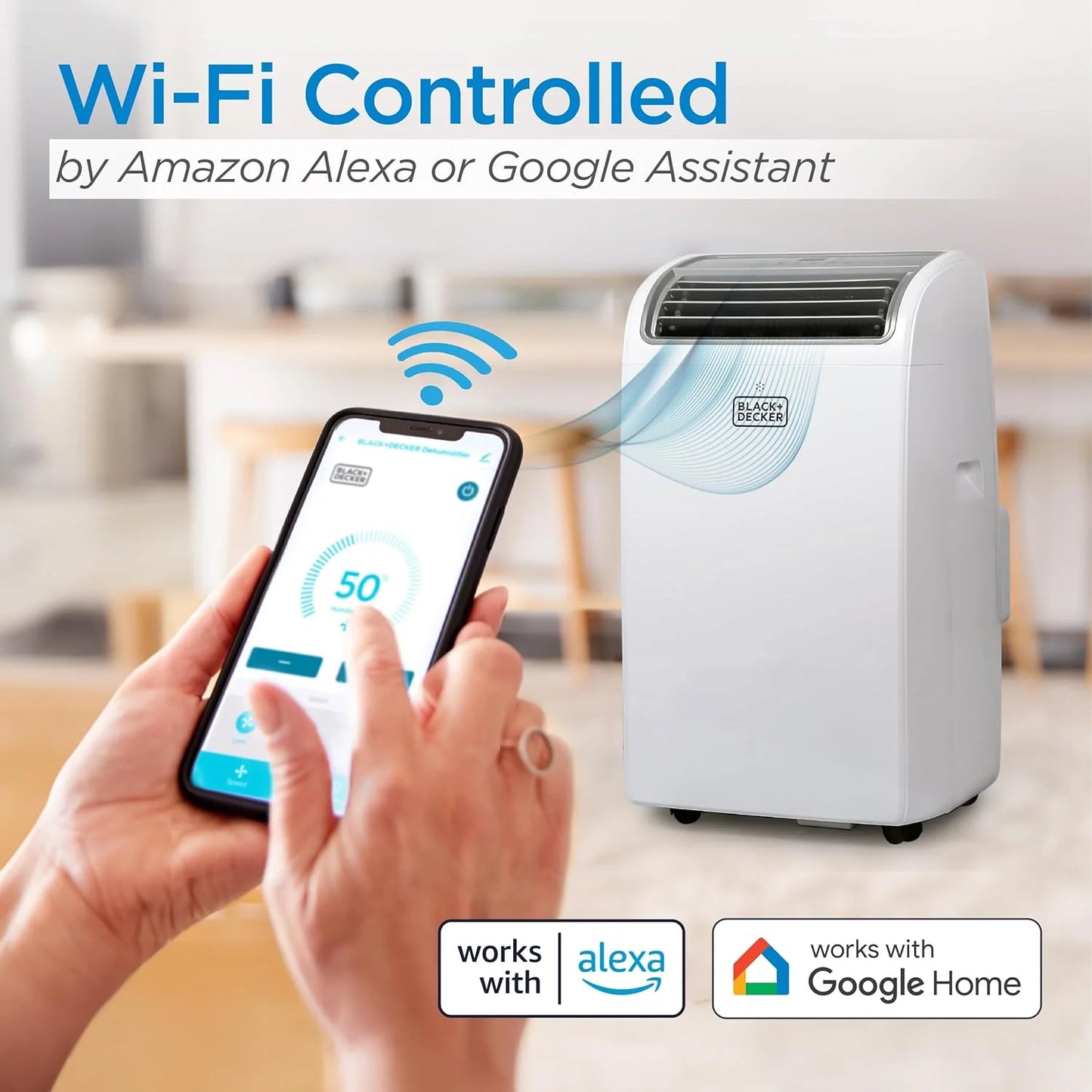 BLACK+DECKER 10,000 BTU Portable Air Conditioner for Rooms up to 450 Sq. with Remote Control, White