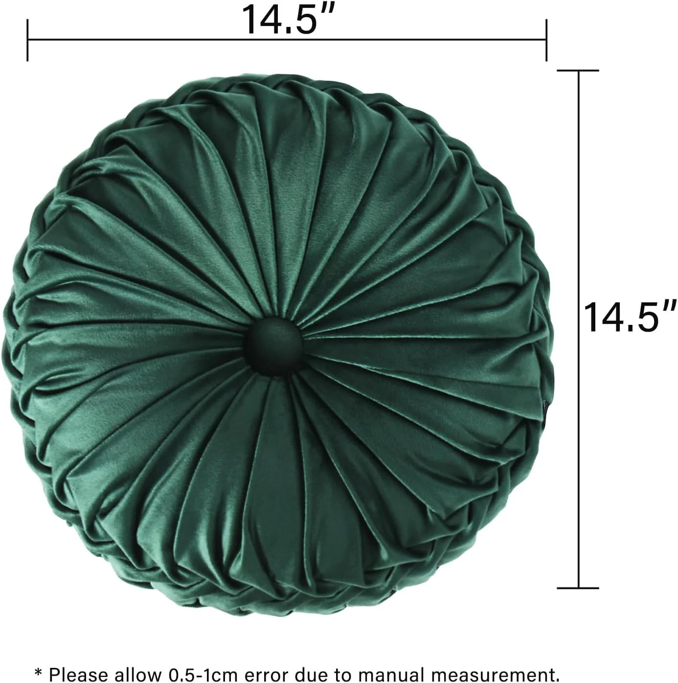 Set of 2 Decorative Round Pleated Throw Pillows