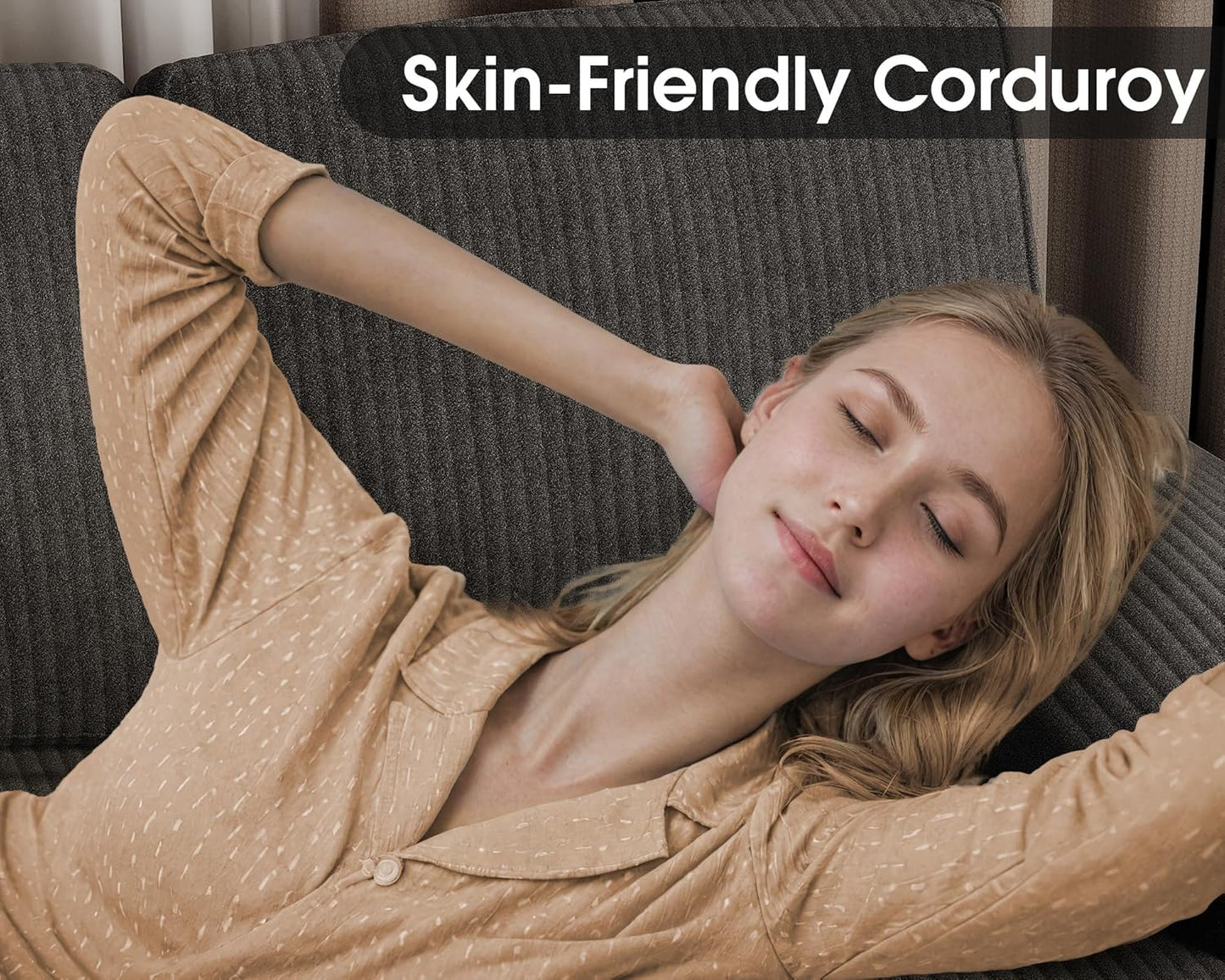 Furmax Sectional Couches for Living Room, U-Shaped Sofa Couch with Linen Fabric, 4 Seat Sofa Set with Double Chaise for Apartment (Fabric, Grey)