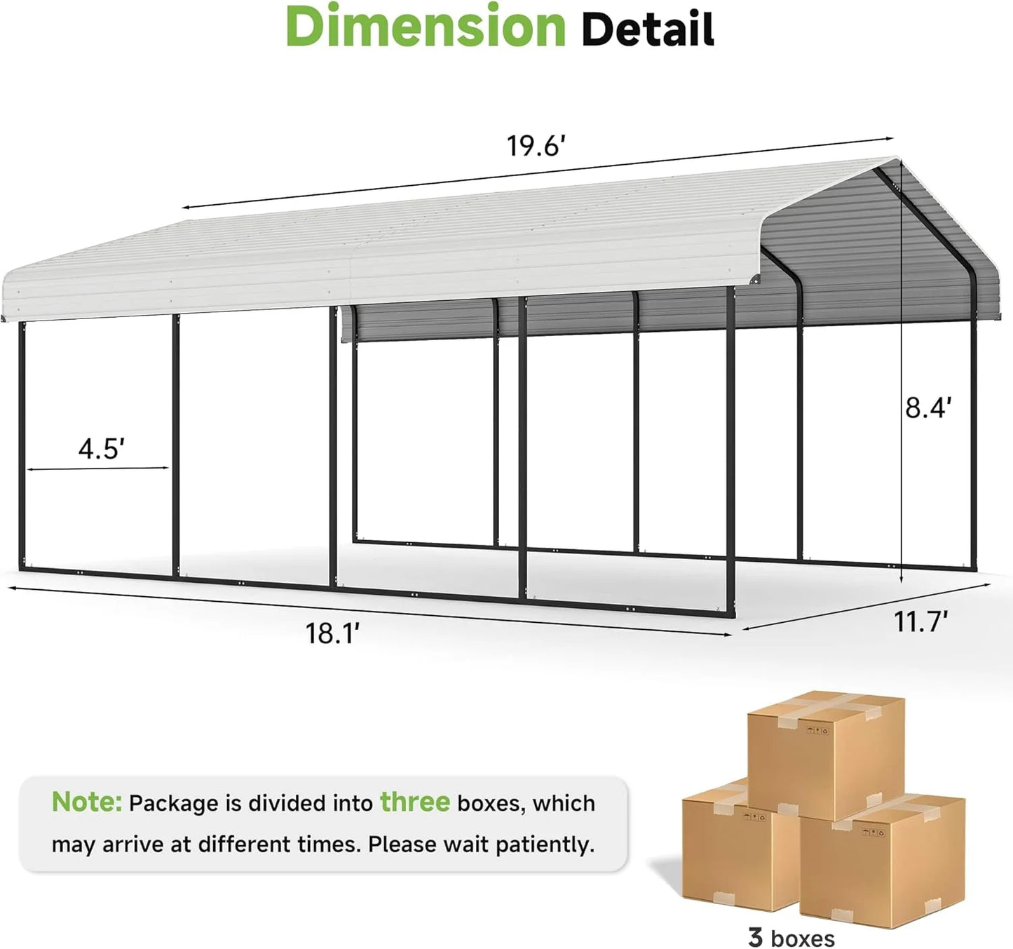 10'x15' Heavy Duty Metal Carport, Outdoor Garage Car Shelter Shade with Heavier Frame