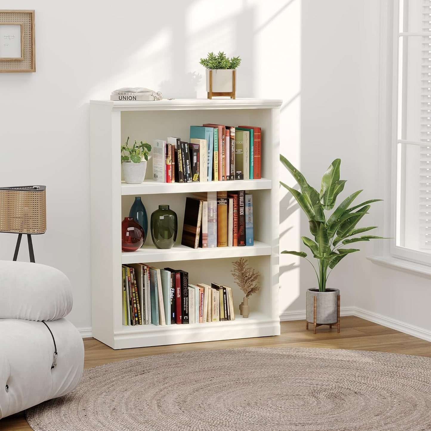 70-Inch Tall White Bookcase 5 Tiers Shelves Open Storage Bookshelf